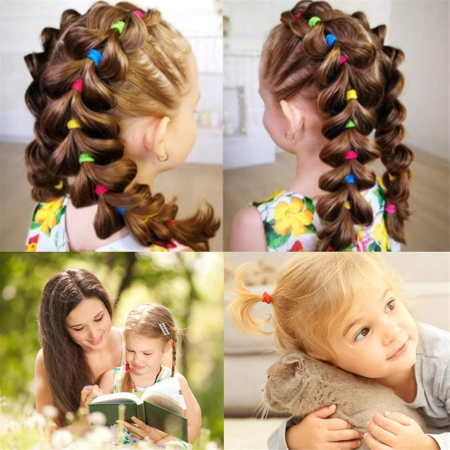 Mini Hair Bands for Girls, Zingso Colored Soft Small Tiny Elastic Hair Ties Rubber Bands Hair Bands Ponytail Holders for Baby Kids Girls (Colourful (100PCS)) image number 5