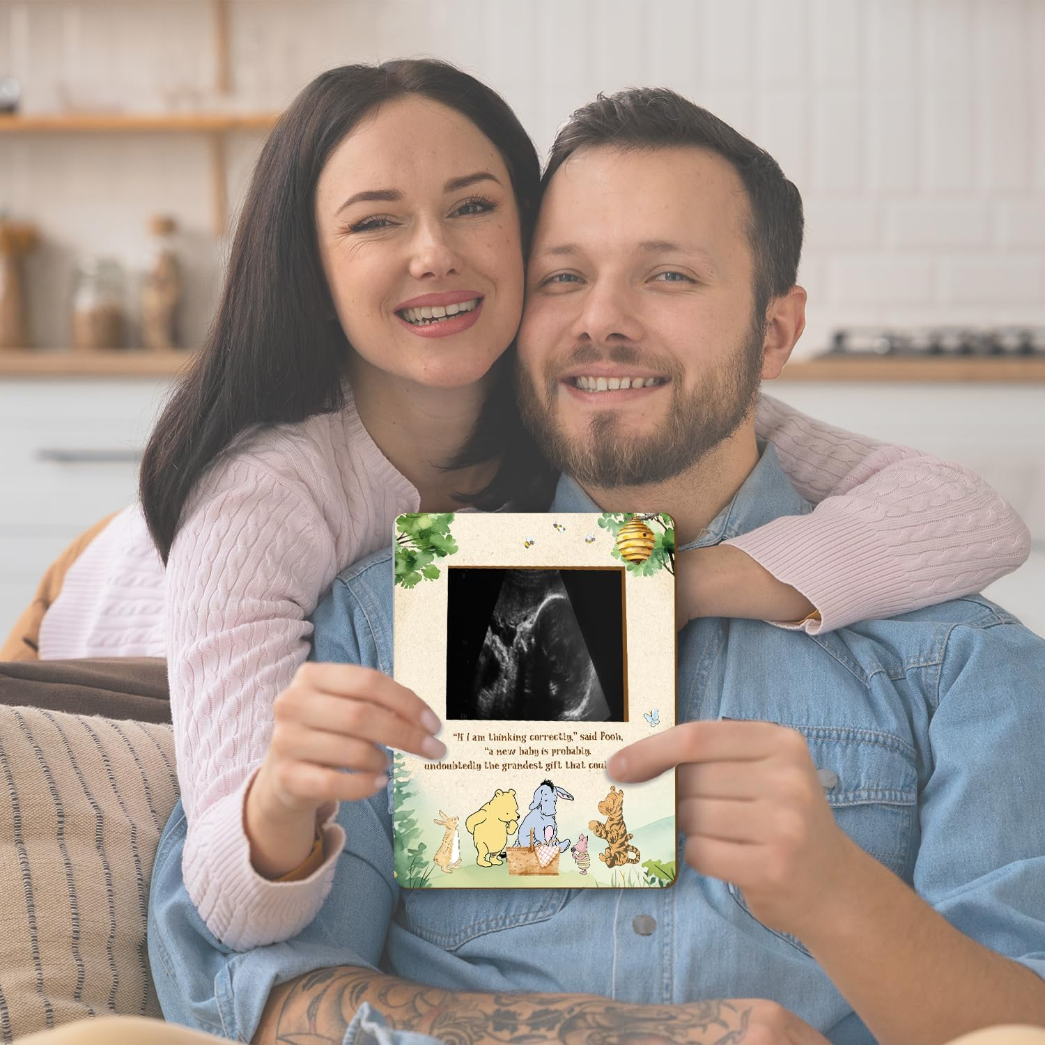Winnie Baby Shower Picture Frame, Winnie Pregnancy Milestone Keepsake, Winnie Ultrasound Picture Frame, Winnie Baby Shower Sign, Winnie Baby Shower Decor, Winnie Gifts, Winnie Gender Reveal Decor image number 5