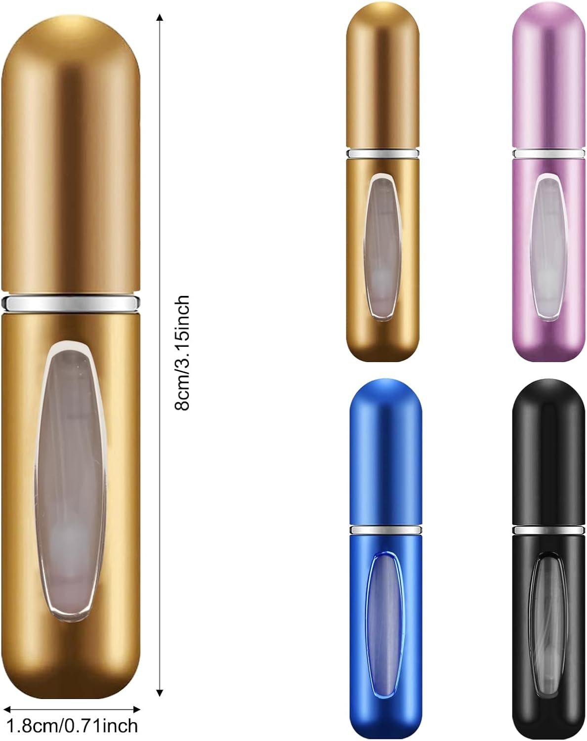 4 PCS 5Ml Perfume Atomiser Refillable Bottles, Portable Mini Spray Travel Bottle with Visual Window Perfume Travel Bottle for Purse Handbag Pocket Luggage - Holiday Essentials image number 3