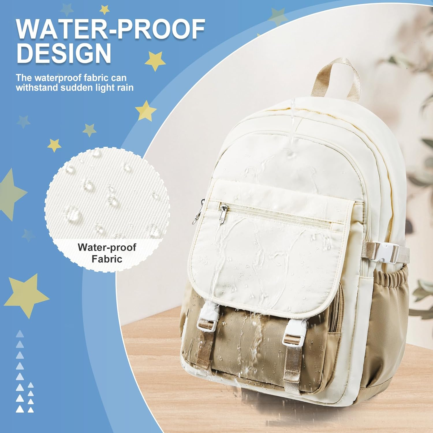 Backpack for Men Women - Beige  Khaki image number 2