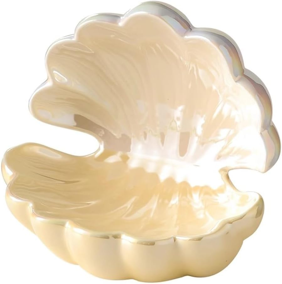 Jewelry Dish Tray Creative Shell Sculpture Statue Decorative Key Tray Ceramic Coffee Table Decor Phone Necklace Earrings Storage Tray Home Decoration Porch Ornaments(C) image number 4