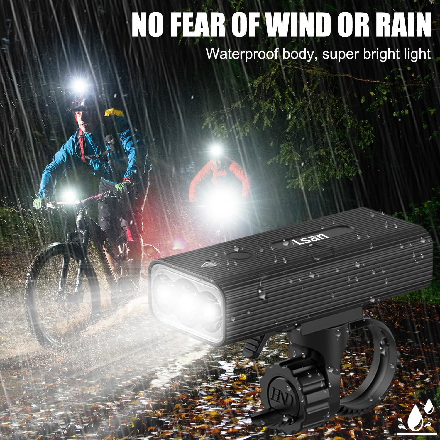 Super Bright 1200 Lumens Bike Lights Set - USB Rechargeable 3 LED Front and Back Bicycle Lights, IPX5 Waterproof with 3+5 Light Modes, Power Bank Function, Ideal for Night Riding image number 6