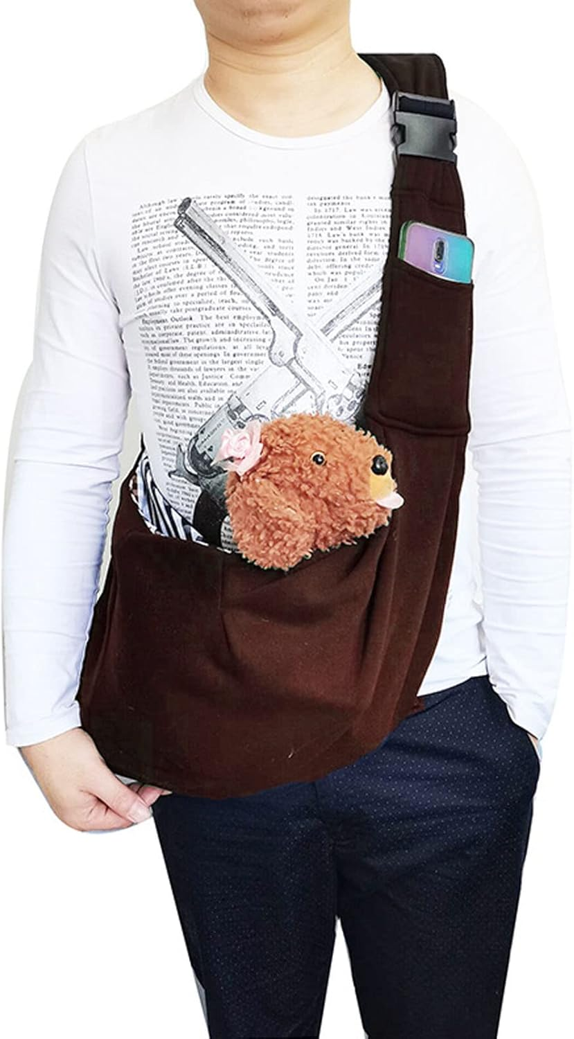 Dog and Cat Sling Carrier Pocket Adjustable Strap, Dog Sling Carrier Hand Free Fashionable Breathable Portable Dog Shoulder Strap Carrier for Outdoor Park Daily Walk image number 2