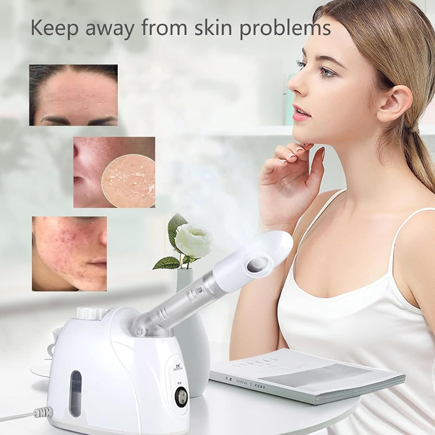 Facial Steamer, Extendable 360&deg; Rotating Arm, Ozone Humidifier Spa Beauty Skin Cleaning, Facial Steamer Facial Spray Machine Spa Steamer for Home image number 3