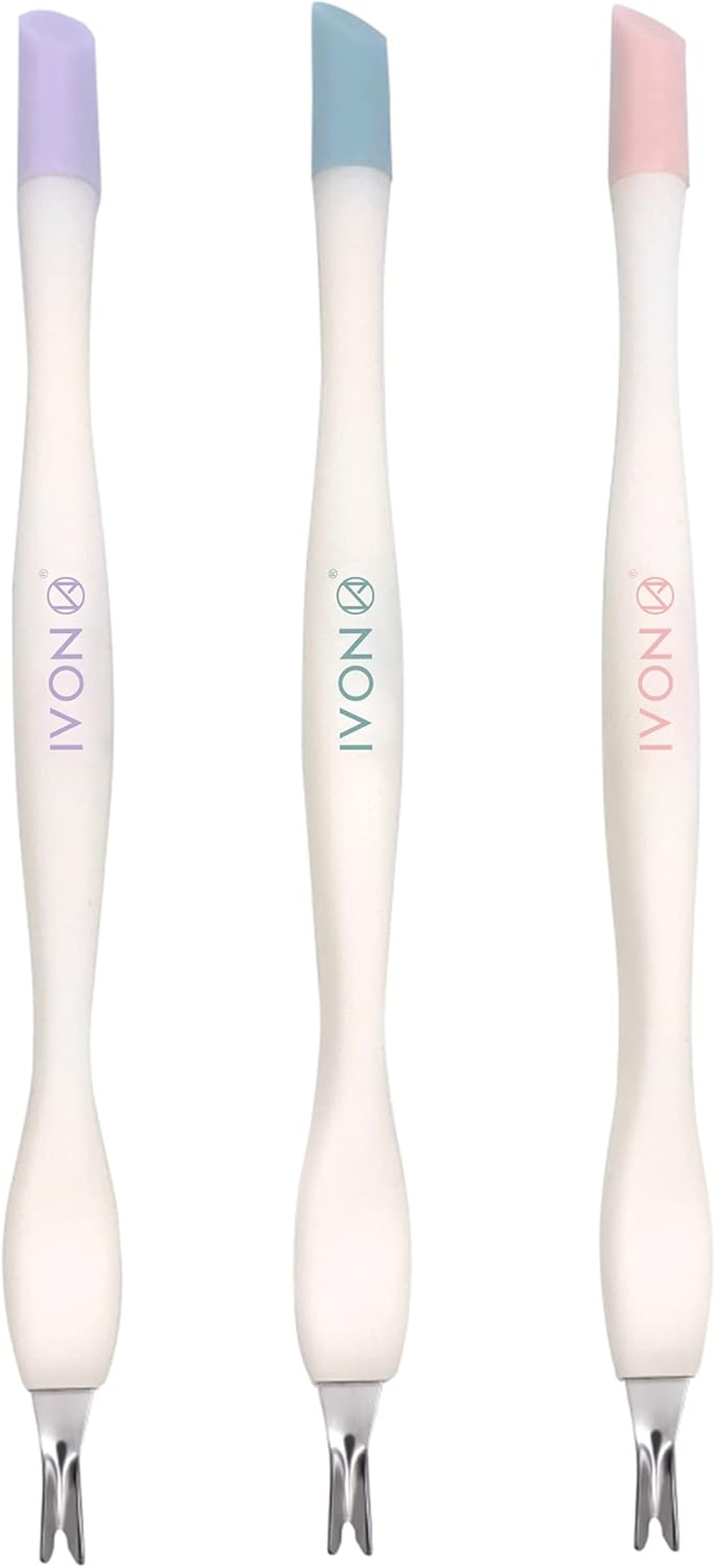 IVON 3 Pack Cuticle Trimmer Pusher Remover, Rubber Tip Gentle on Nail Bed