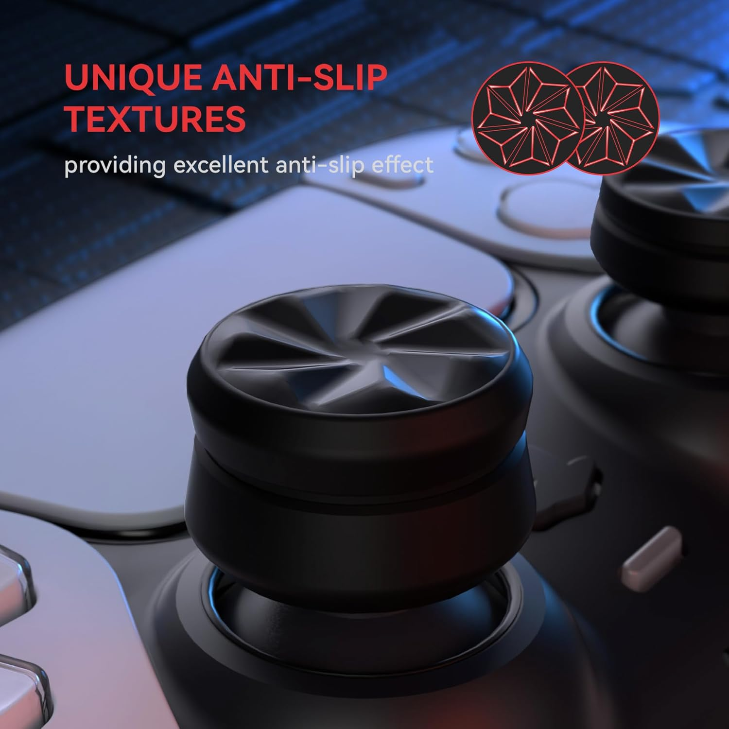 Playvital 3 Height Hurricane Thumbs Cushion Caps Thumb Grips for Ps5, for Ps4, Thumbstick Grip for Xbox Core Wireless Controller, Thumb Grips for Xbox One, Elite Series 2, for Switch Pro - Black image number 6