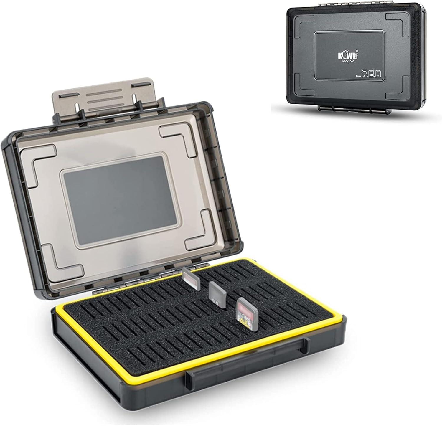 60 Slots SD Card Case Holder for 60 SD/SDXC/SDHC Card Cfexpress Type a Card, PSV PS Vita NS Nintendo Swich Game Card, Stackable Memory Card Case Storage Organizer Water-Resistant & Shockproof image number 2