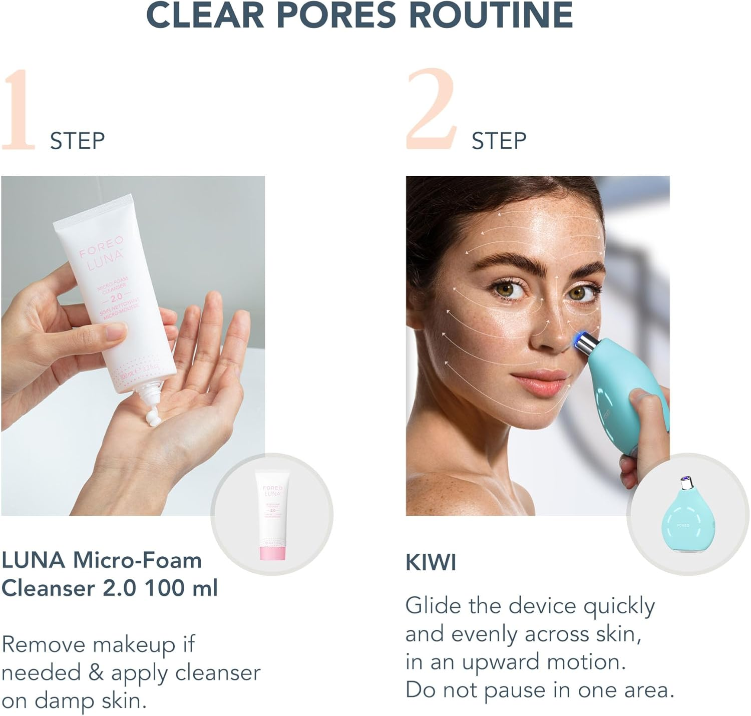 FOREO Blackheads Suck KIWI Bundle - Whitehead & Black Head Remover for Face + LUNA Micro-Foam Cleanser 2.0, 100 Ml - Vacuum Skin Care Tools - Blackhead Extractor for Face & Nose - No Pore Strips image number 5