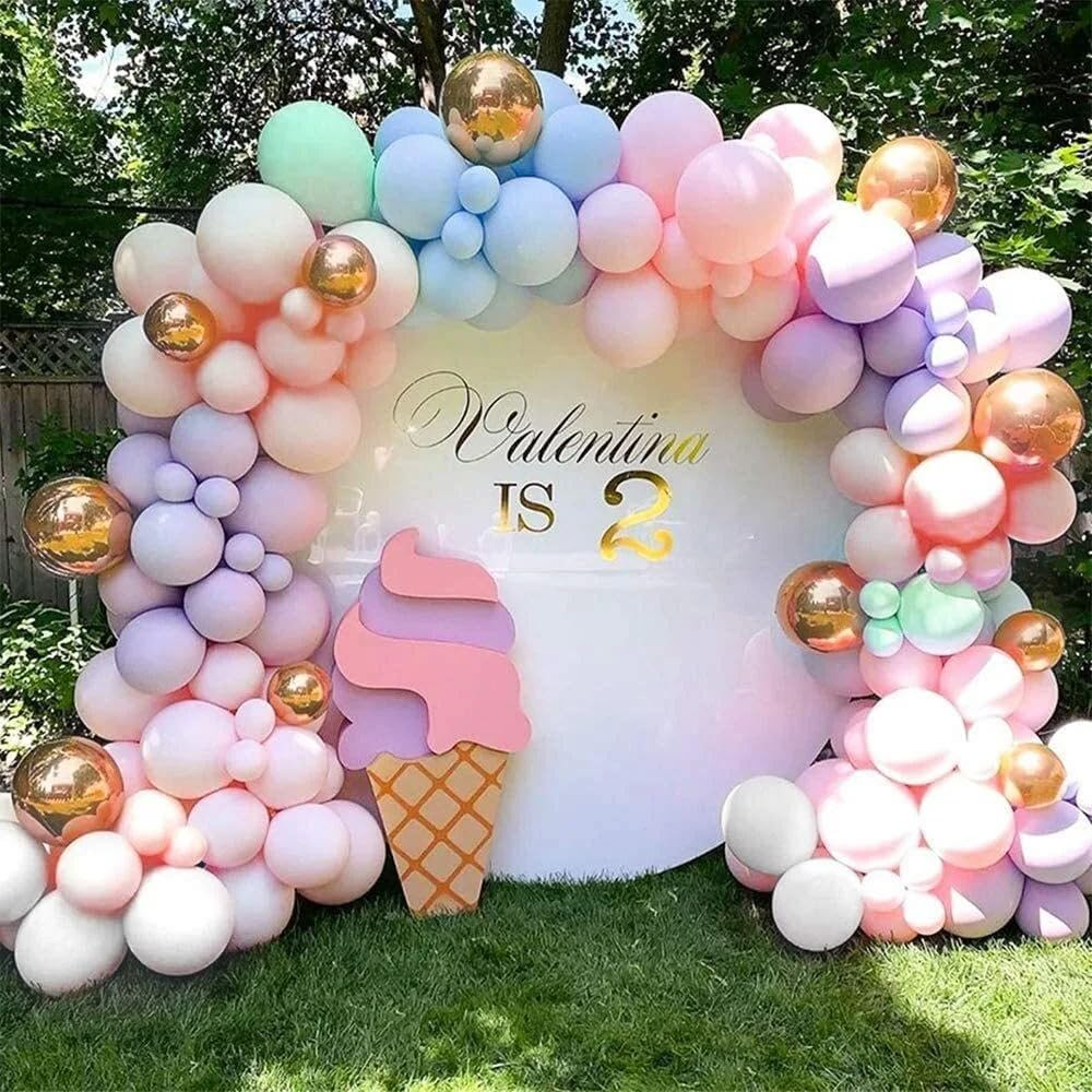 Pastel Balloon Arch Kit, 118Pcs Macaron Balloon Garland Kit Gold Confetti Metallic Rainbow Balloons for Birthday Baby Shower Wedding Bridal Engagement Anniversary Colorful Party Decorations