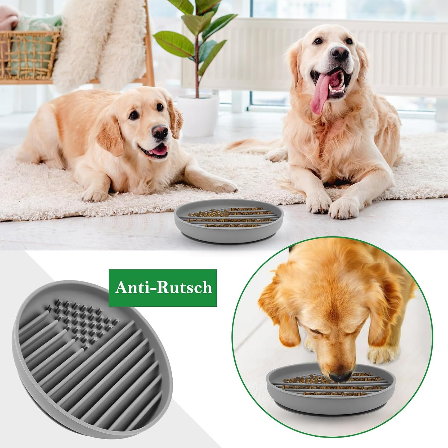 Slow Feeder Dog Bowls | Silicone Maze Feeding Bowls | Fun Maze Bloat Stop Dog Feeding Bowl | Dog Puzzle Lick Mat to Slow Eating | for Large, Medium and Small Breed Dogs image number 1