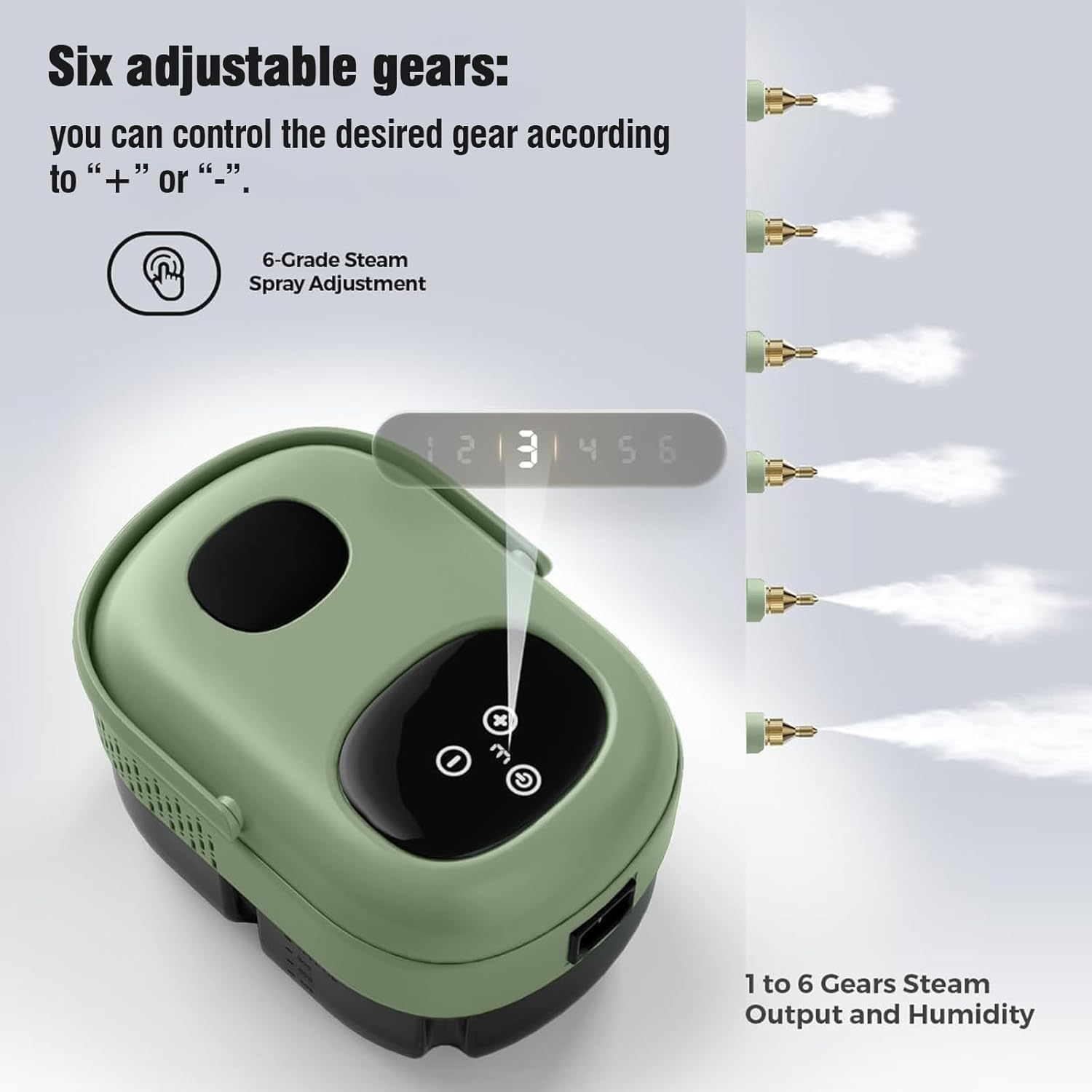 Loxiia Handle Steam Cleaner with 4Pcs Accessories - 2500W High Powerful, 6-Grade Adjustment, 1L Water Tank, Multi-Purpose High Pressure Steam Cleaner for Kitchen, Floor, Bathroom, Window, Car - 4Pcs Green image number 4