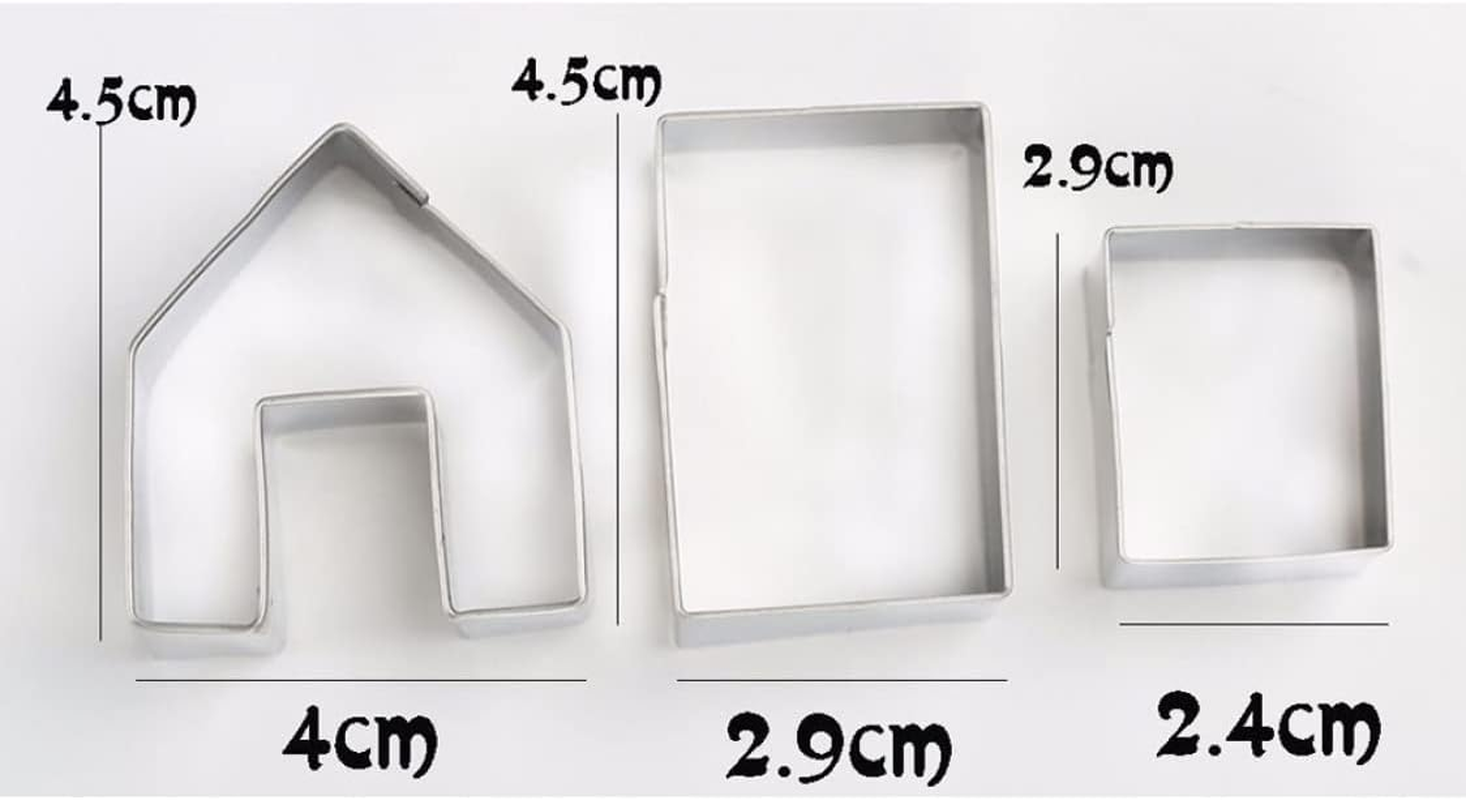 Gingerbread House Cookie Cutter 3Pcs Stainless Steel Metal Baking Moulds Small Gingerbread House Kit Xmas House Baking Mould Home Kitchen Tools image number 2