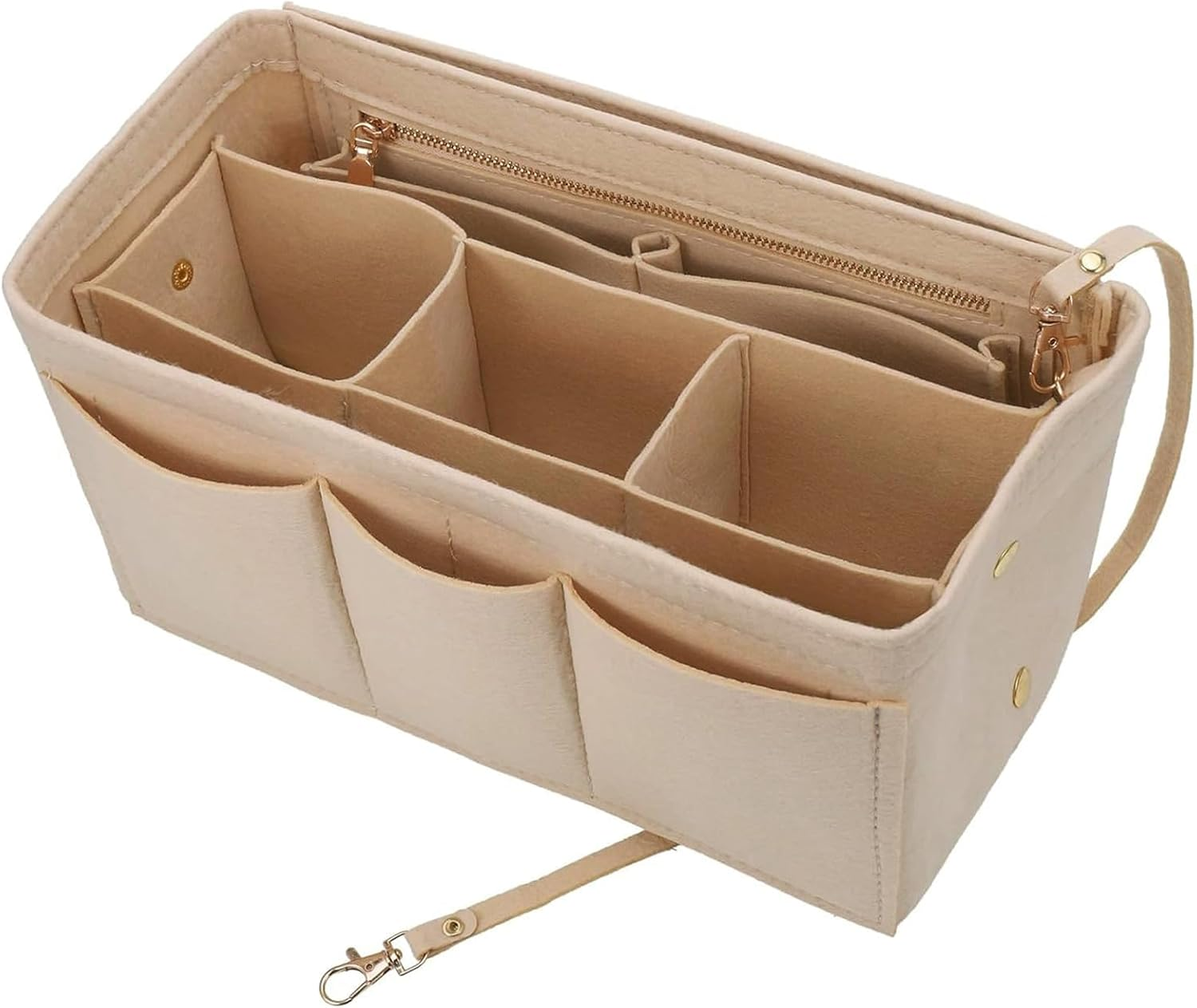 Jhzxing Interior Storage Bag with Multi-Pocket Organizer, Bag in Bag for Women with Zipper Bag, Tote Bag Organizer, Felt Handbag Organizer (M) image number 4