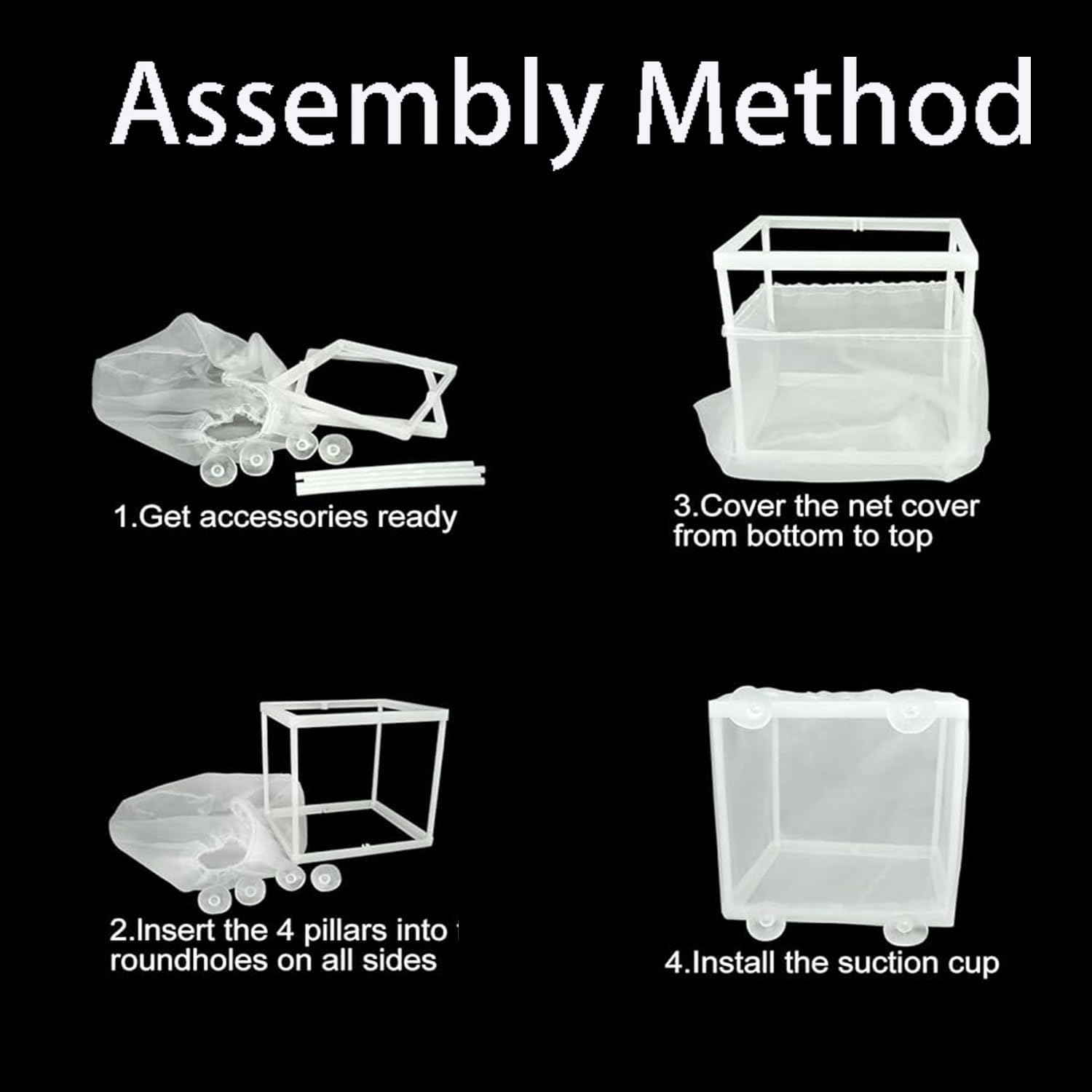 Roczential Fish Breeder Box, Fish Isolation Box Mesh Box, Juvenile Fish Separation Net, Isolating, or Domesticating Fitank Incubator Box, Fish Fry Hatchery with Suction Cups (Large) image number 1