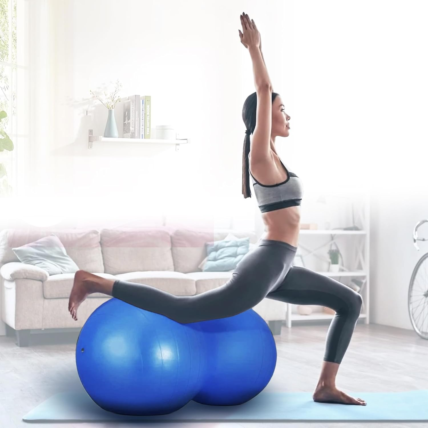FITNESS MASTER Peanut Yoga Ball Anti-Burst Air Pump Blue 45&times;90 Cm 200Kg Load