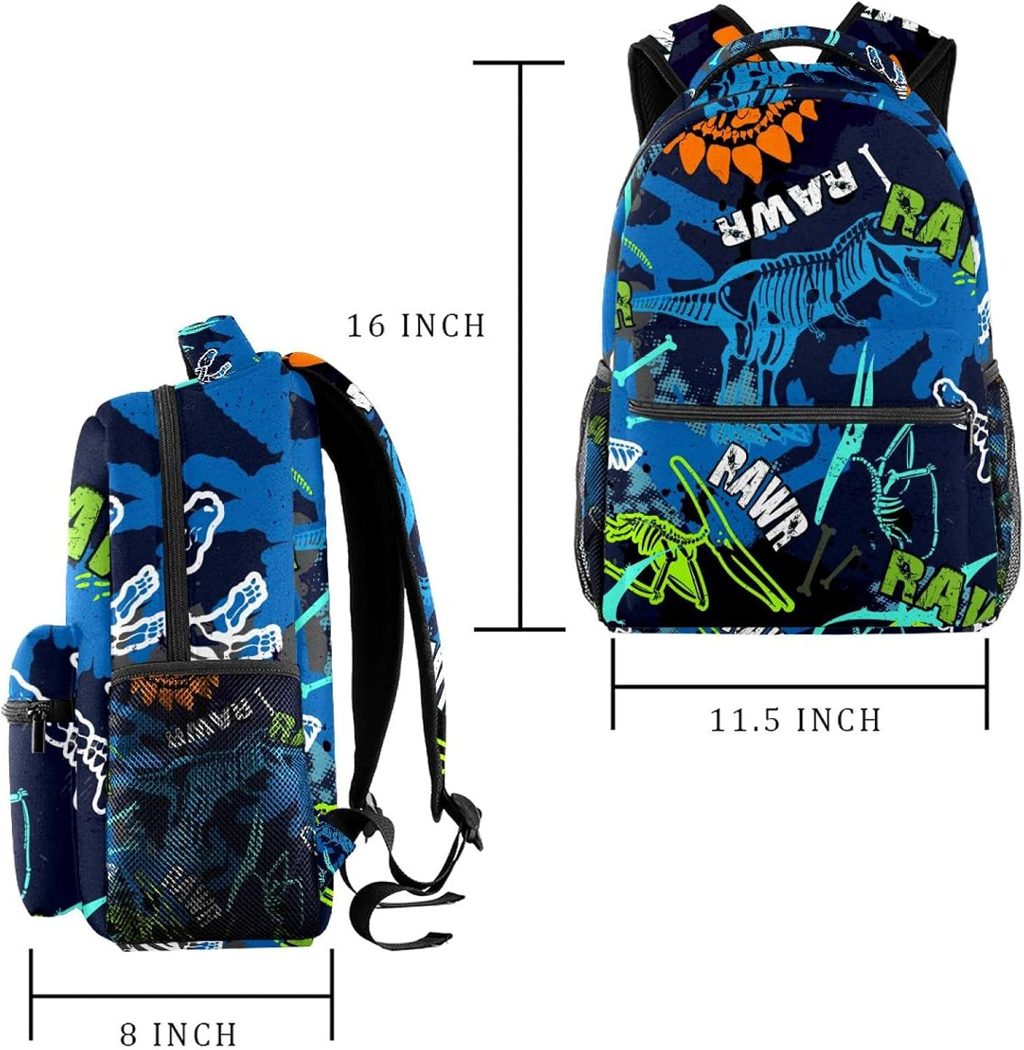 Grunge Design for Boys Dino Pattern Backpack Students Shoulder Bags Travel Bag College School Tote Backpacks image number 3