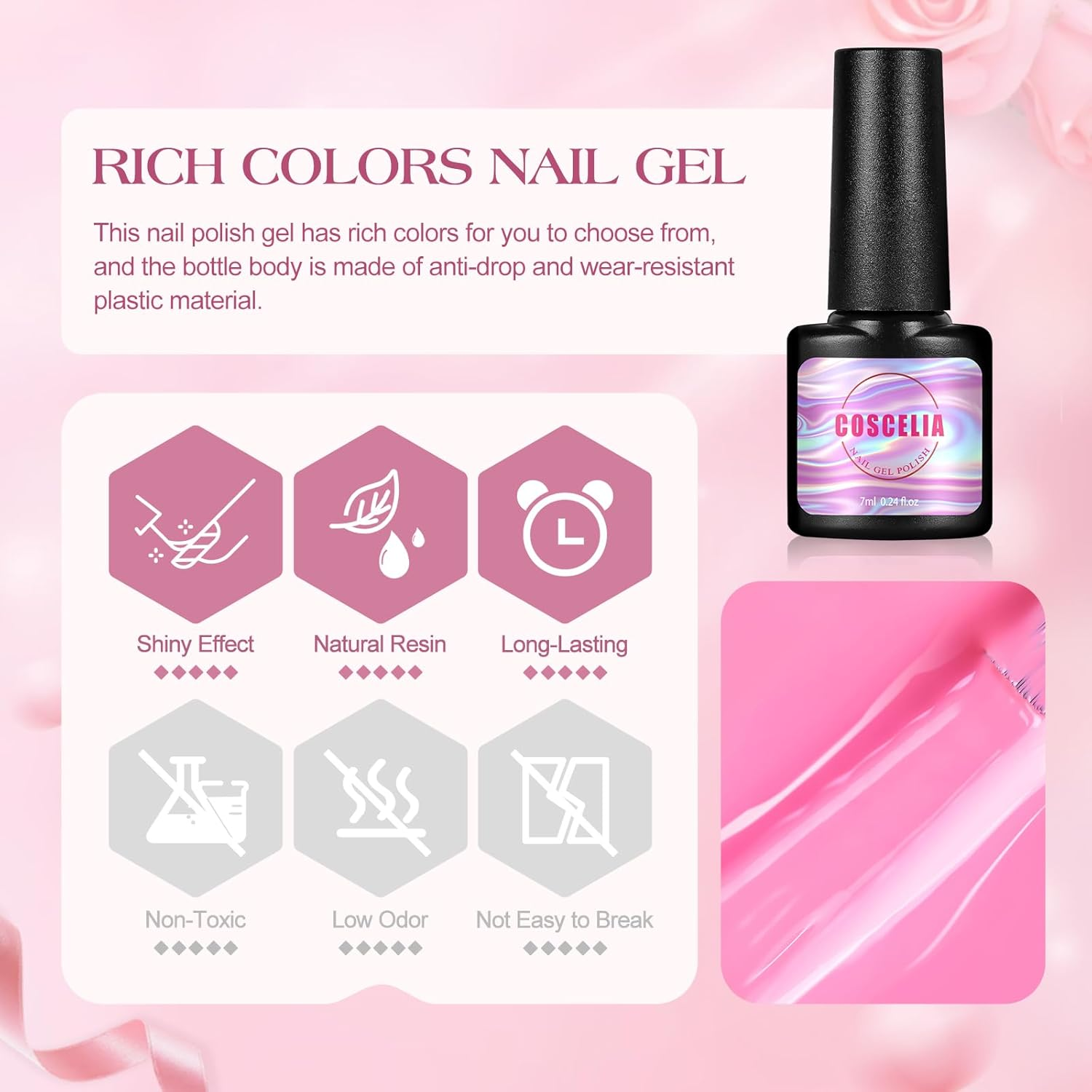 COSCELIA Gel Nail Polish Kit 16 Pcs Nail Polish Set and 12 Colors Nail Gel Polish Rainbow Series Nail Polish 6 Pcs Nail Glitter Powder Set 7 Pcs Nail Art Brush for Nail Designs image number 3