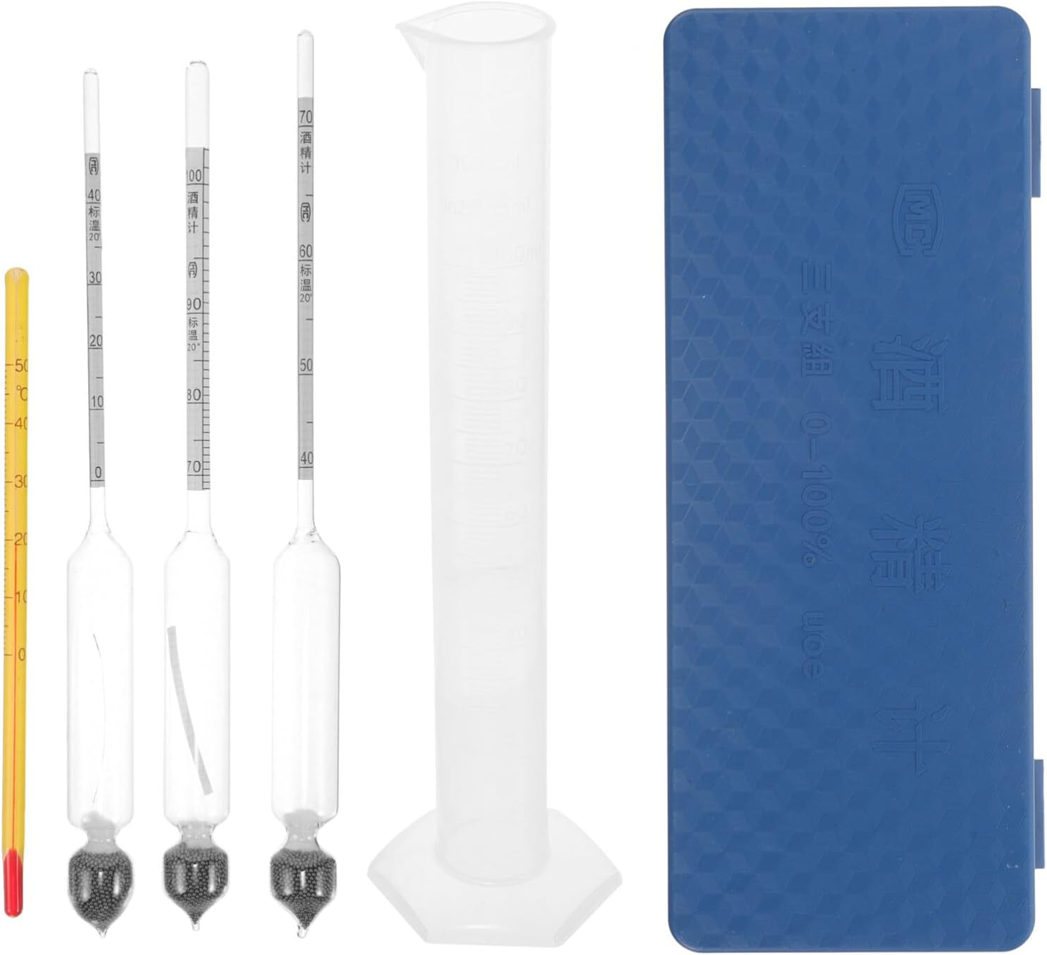 Zerodeko 1 Set Alcohol Meter Hydrometer Home Alcohol Test Distilling Supplies Fermentation Kit Alcohol Percentage Tester Alcoholmeter Home Brewing Kit Wine Liquor Glass image number 5