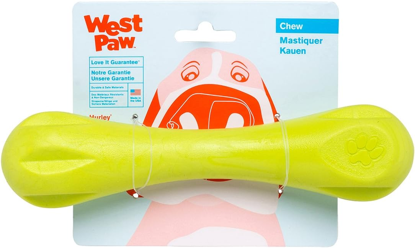 West Paw Zogoflex Hurley Durable Dog Bone Chew Toy for Aggressive Chewers, 100% Guaranteed Tough, It Floats!, Made in USA, Large, Tangerine