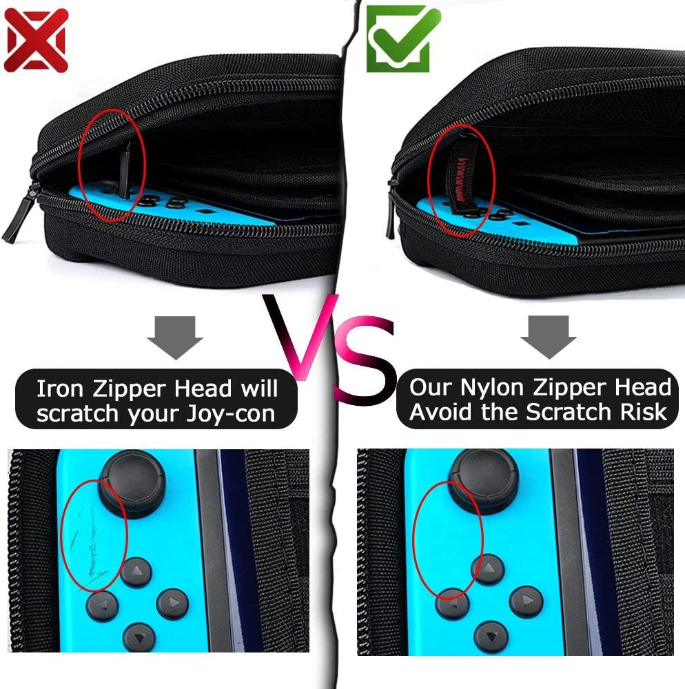 Daydayup Hestia Goods Switch Case and Tempered Glass Screen Protector for Nintendo Switch - Deluxe Hard Shell Travel Carrying Case, Pouch Case for Nintendo Switch Console & Accessories, Streak Red image number 5