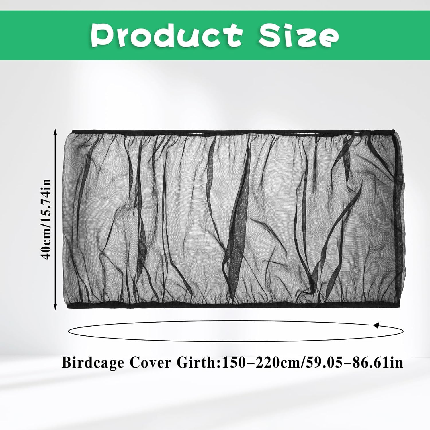 Jeffdad Large Bird Cage Cover, Extra Large Bird Cage Seed Catcher Black Bird Cage Net Bird Cage Accessories Cage Cover Ventilated for Cages with Circumference of 150-220 Cm image number 3
