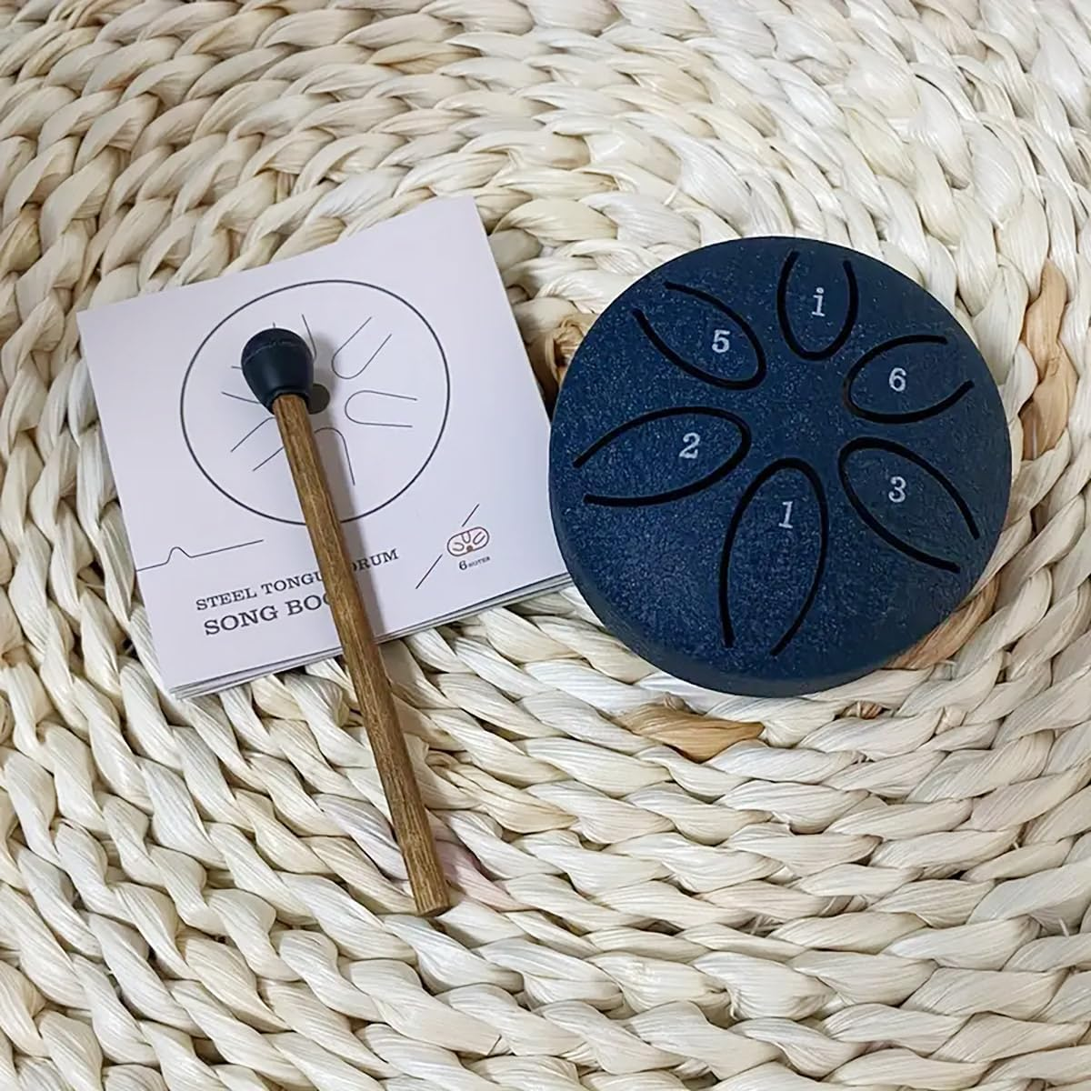 AIMALL Mini Ethereal Drum, 3-Inch 6-Tone Steel Tongue Drum, Portable Percussion Instrument for Meditation, Yoga and Sound Therapy, Colourful and Easy-To-Play for All Ages - Gold image number 3