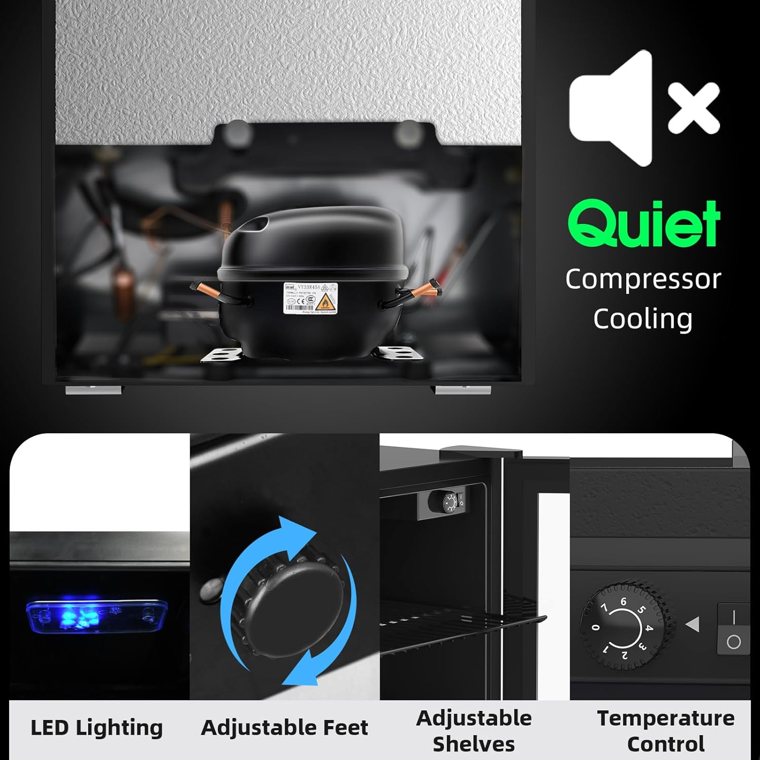 Advwin 36L Mini Bar Fridge Glass Door Mini Refrigerator Black image number 5