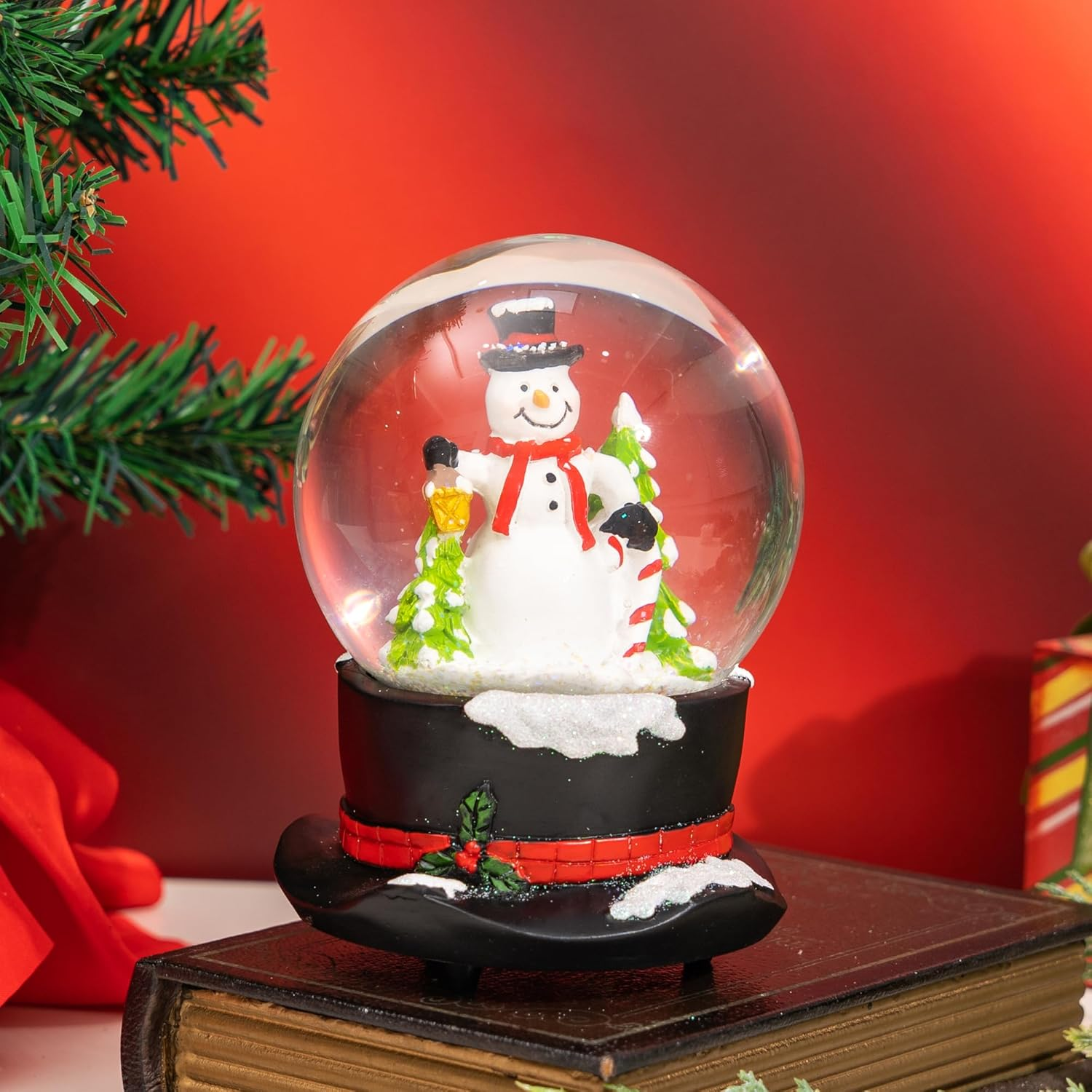 Snow Globes Glitter Water Globe Decoration Musical Snow Globes Decor Plays We Wish You a Merry Christmas, 100Mm, Snowman