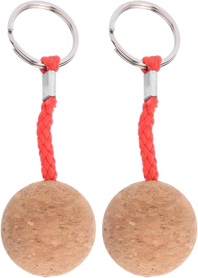 Floating Keychain, Floating Cork Ball Key Ring 2 Pcs Buoyant Keychain Floating Cork Keyring Water Sport Accessories for Marine Boat, Fishing, Sailing, Kayaking