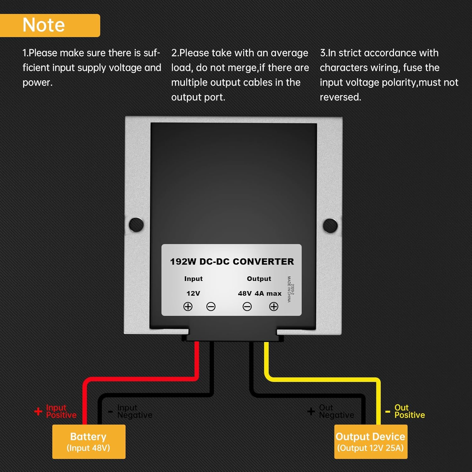 Areyourshop Waterproof DC to DC Converter Regulator 12V to 48V DC Step up Converter 4A 192W Voltage Converter image number 1