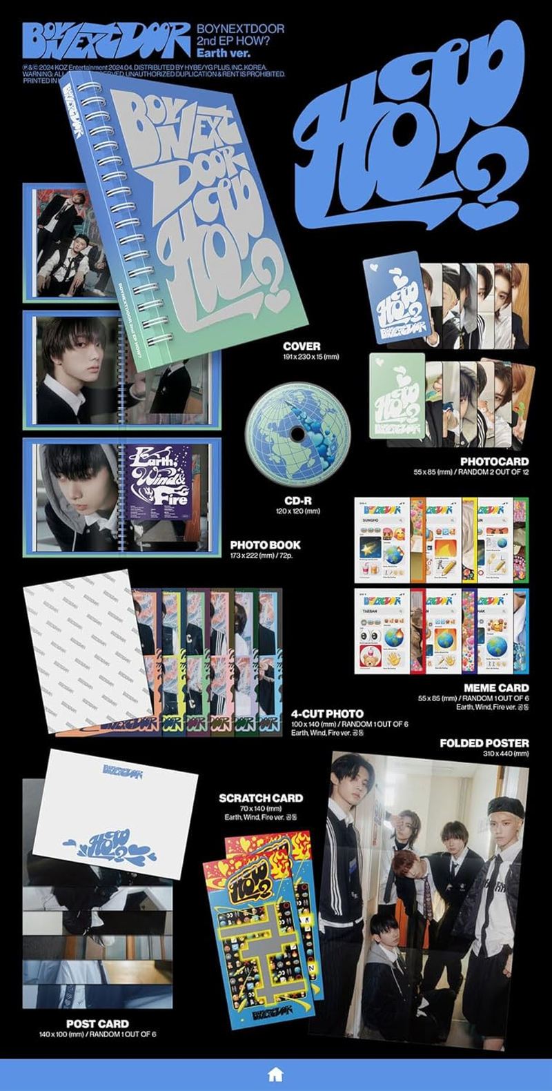 BOYNEXTDOOR How? 2Nd EP Album Cd+Book+Photocard+Contents+Tracking Sealed BND (Standard Fire Version) image number 2