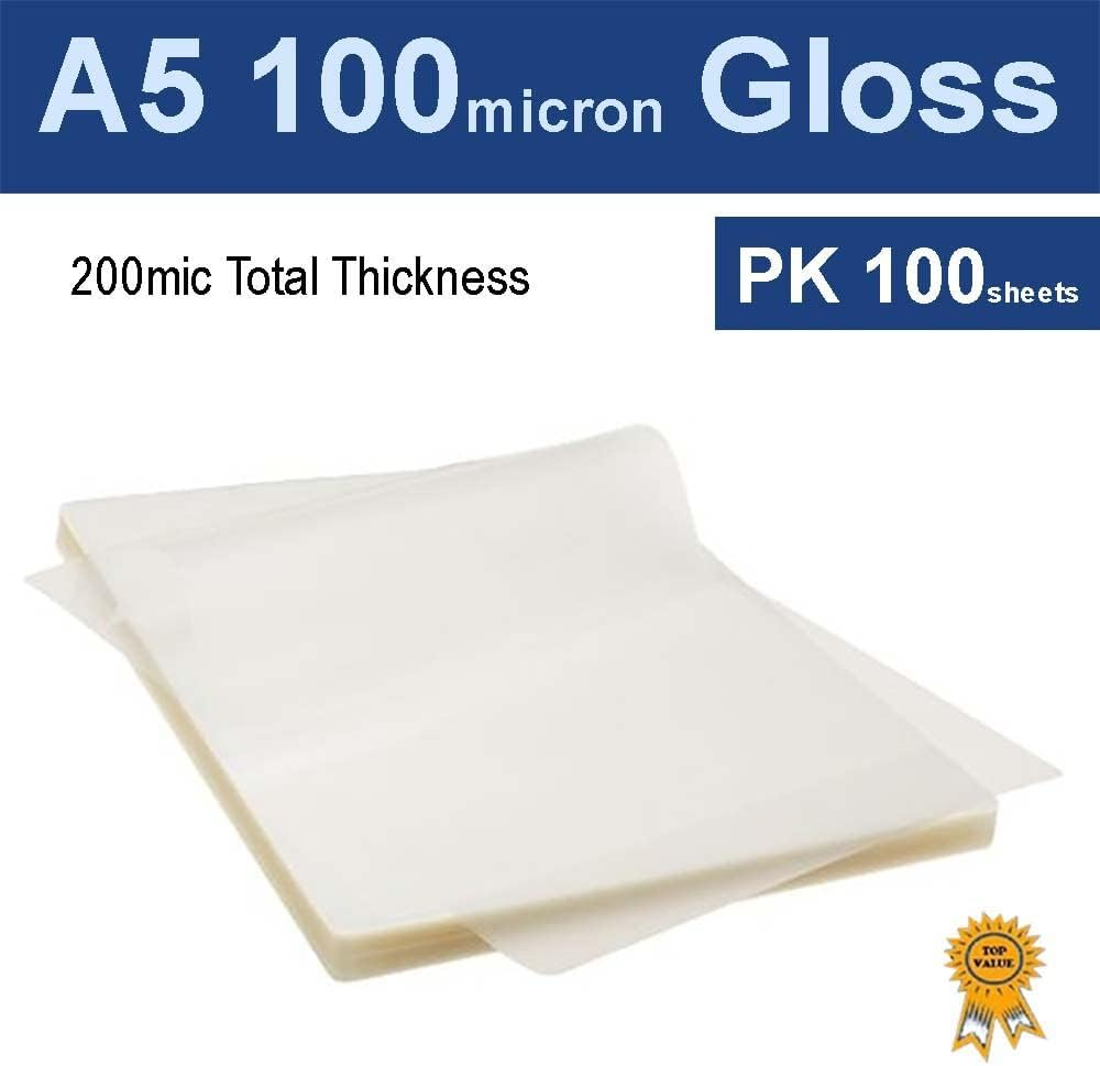 A5 Laminating Pouches Film 200 Micron (100Mic X2) Gloss (PK 100) image number 1