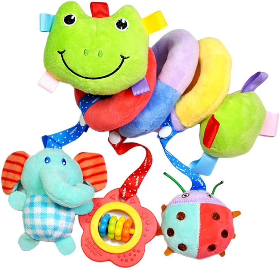 Newborn Baby Infant Toy Cute Deer Stroller Soft Plush Hanging Bed Spiral Toy - Frog image number 3