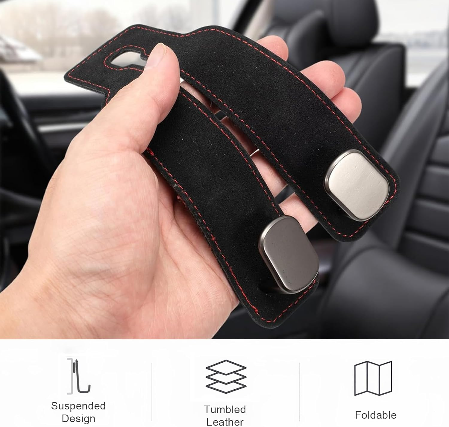 Debbery 2PCS Car Bag Hooks, Leather Car Seat Organiser Hooks, Multifunctional Back Seat Hooks for Headrest for Hanging Bags, Purses and Handbags image number 3