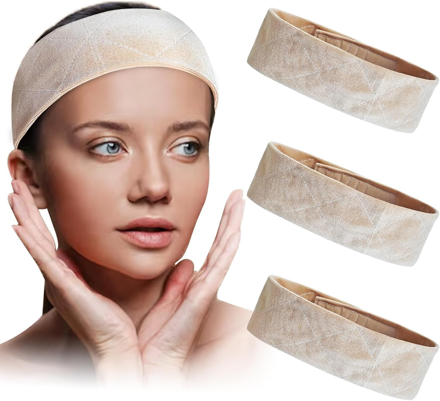 Velvet Elastic Wig Headbands, 3Pcs Non Slip Velvet Wig Grip Headbands, Flexible Velvet Grip Head Band for Women image number 5