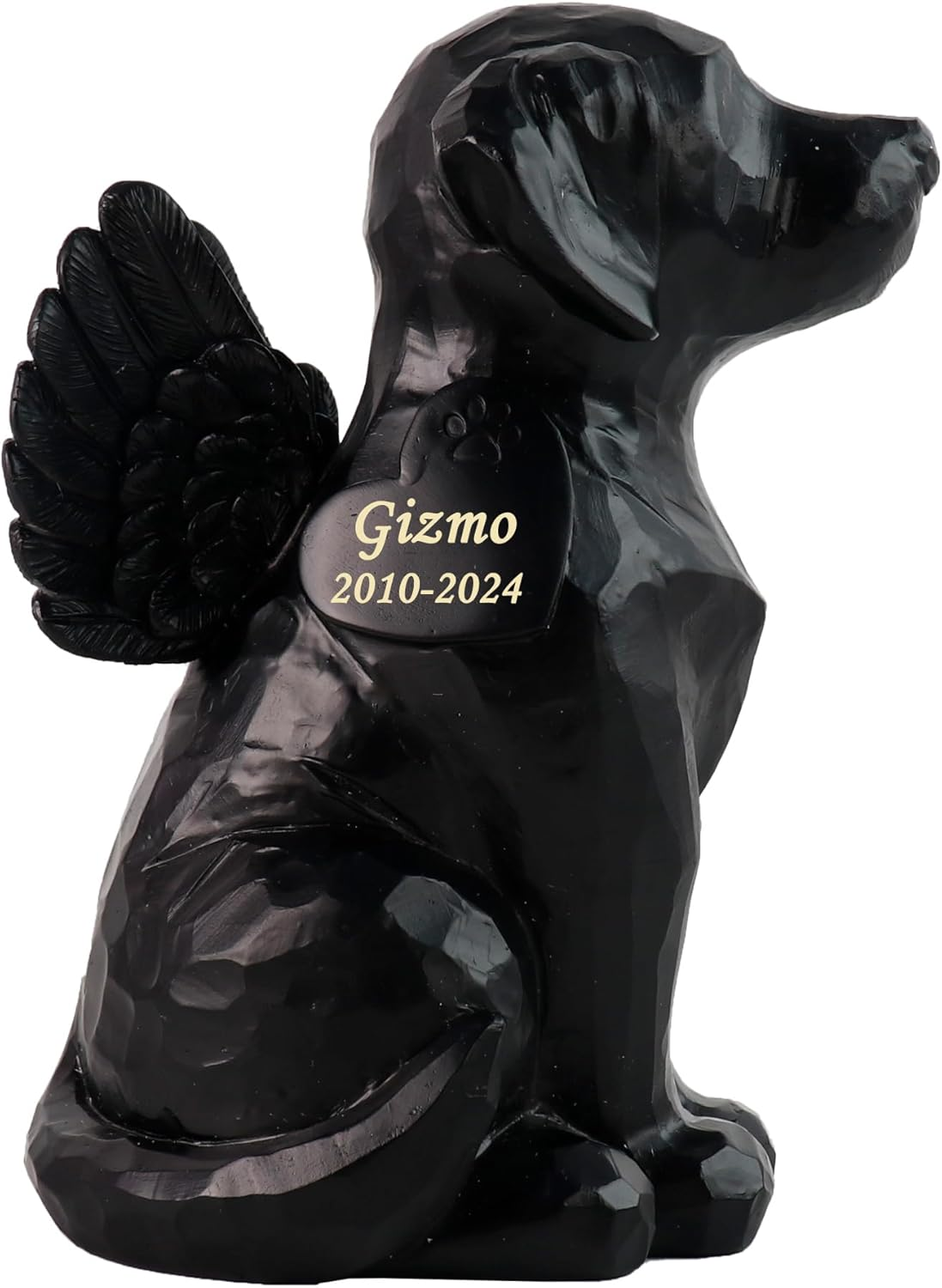 Wound Personalized Black Dog Angel Memorial Garden Statue, Dog Pet Memorial Grave Marker Tribute Statue, with Dog Cremation Urn Features- 7.4Inch（H） image number 6