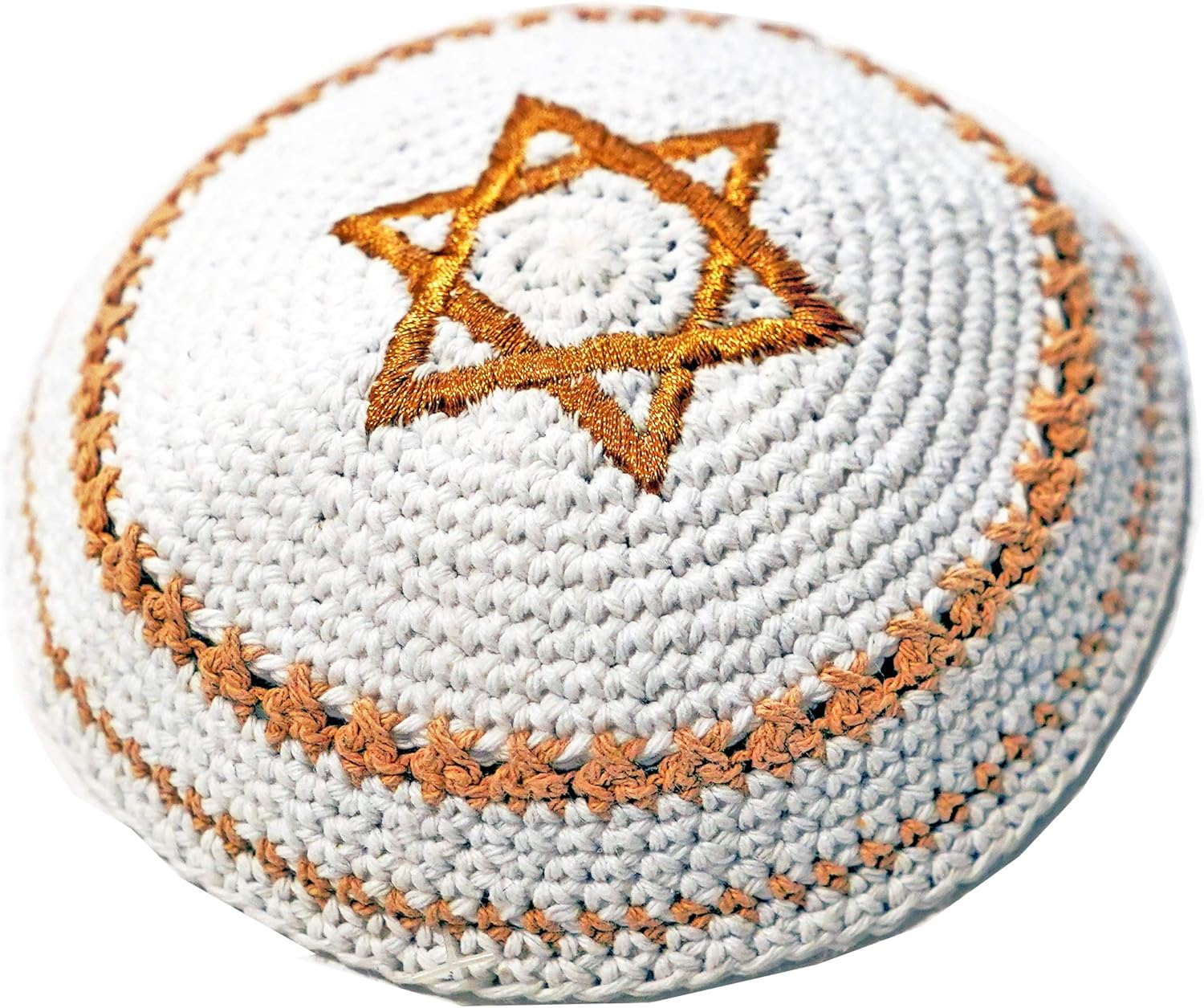 KIPPIK Star of David Jewish Kippahhatfor Men & Kids with Clip Beautifully Knitted, Breathable, Comfy, Soft, Kippa Celebrating, Praying, Studying, Synagogue Blue Magen David with Line