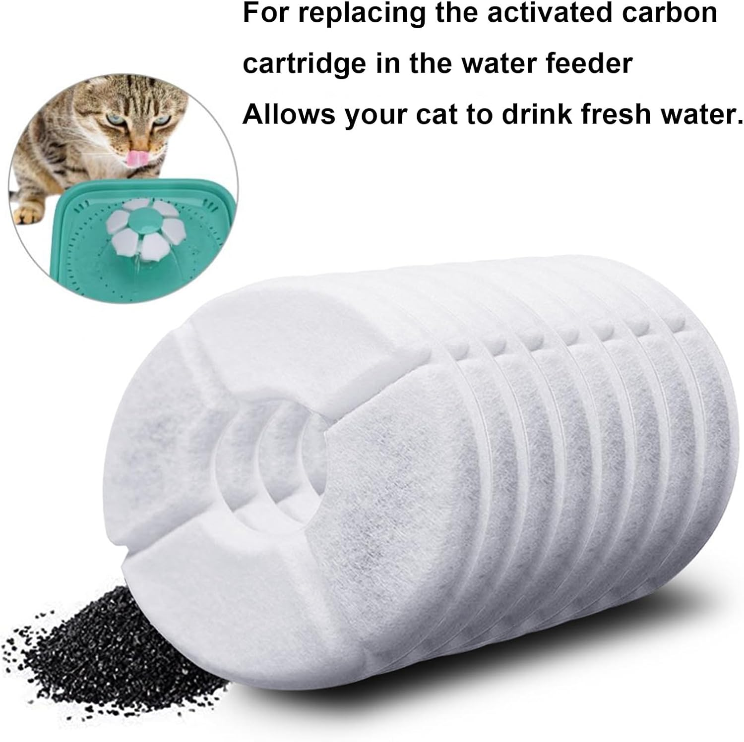 8 Packs Cat Water Fountain Filters, Pet Water Fountain Filters, Replacement Cat Fountain Filters with Active Carbon, Healthy Drinking Fountain Filters for Drinking Fountains image number 5