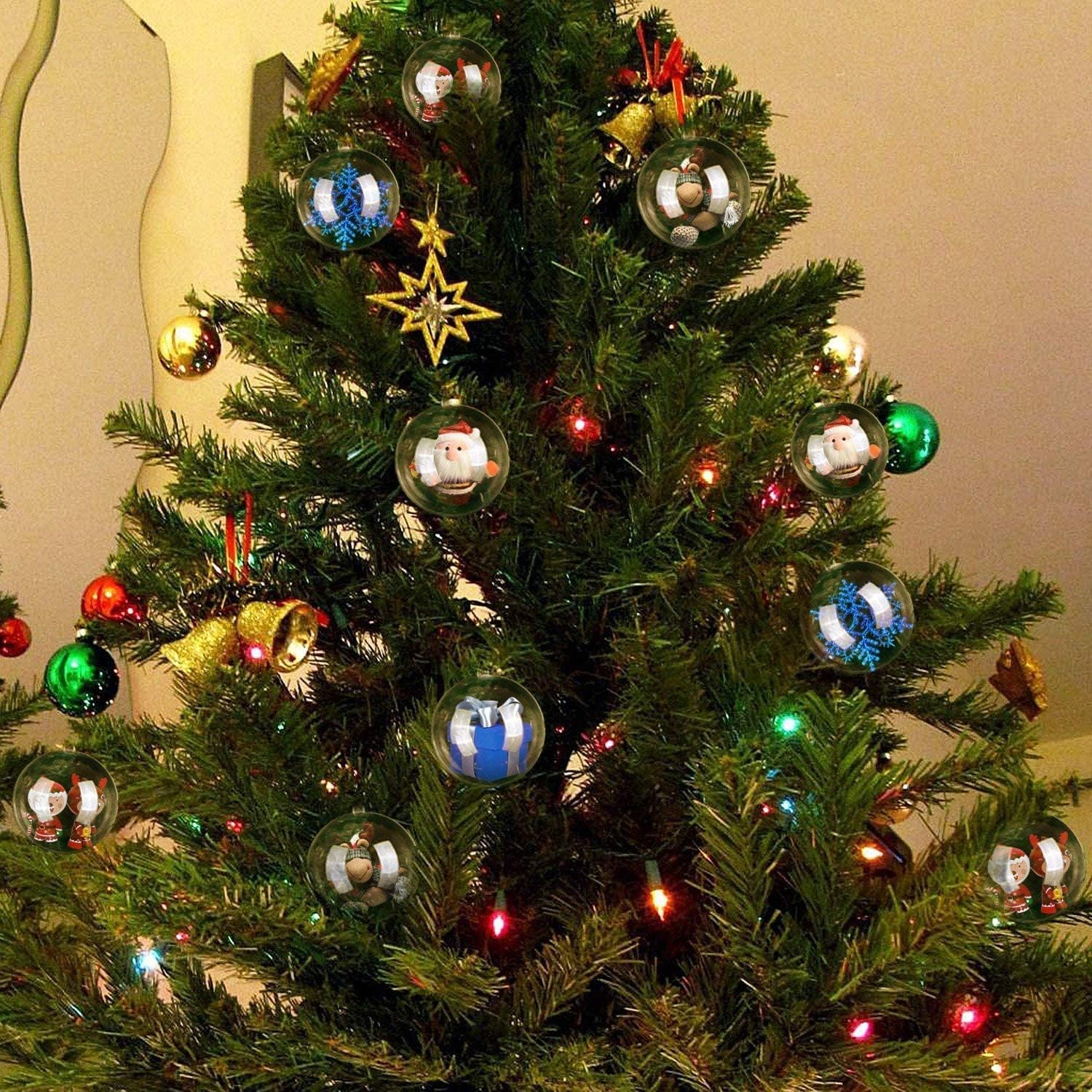 KAIAIWLUO Clear Baubles to Fill,40 PCS Transparent Christmas Baubles Empty Ornaments Balls Acrylic Fillable Plastic Bauble for Xmas Tree Holiday Wedding Party Ornaments 4 Sizes