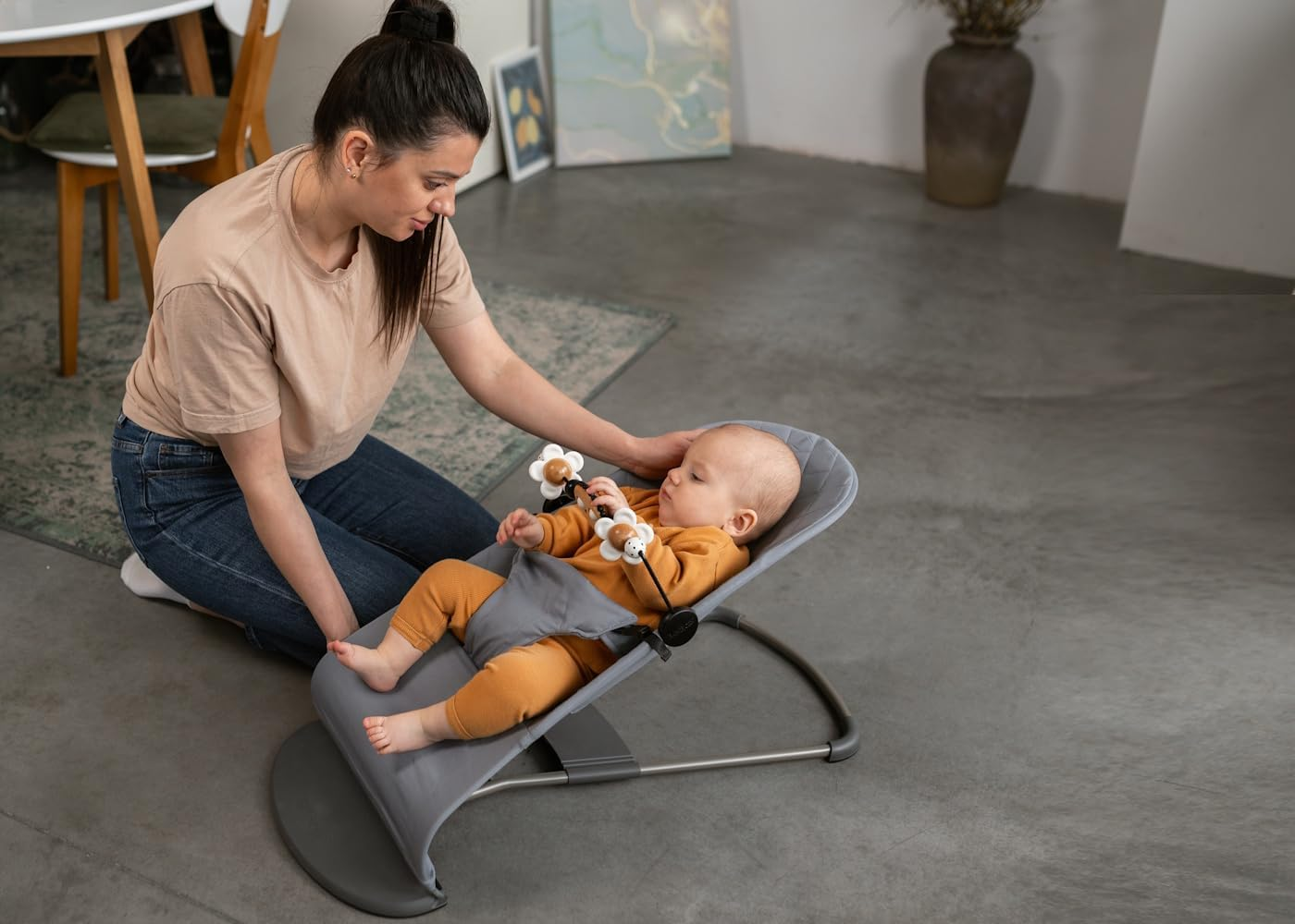 Fabric Seat for Bouncer - Compatible with Baby Bjorn Bouncer - Dense, Wear-Resistant, Skin-Friendly Cotton - Replacement Covers ONLY, Gray