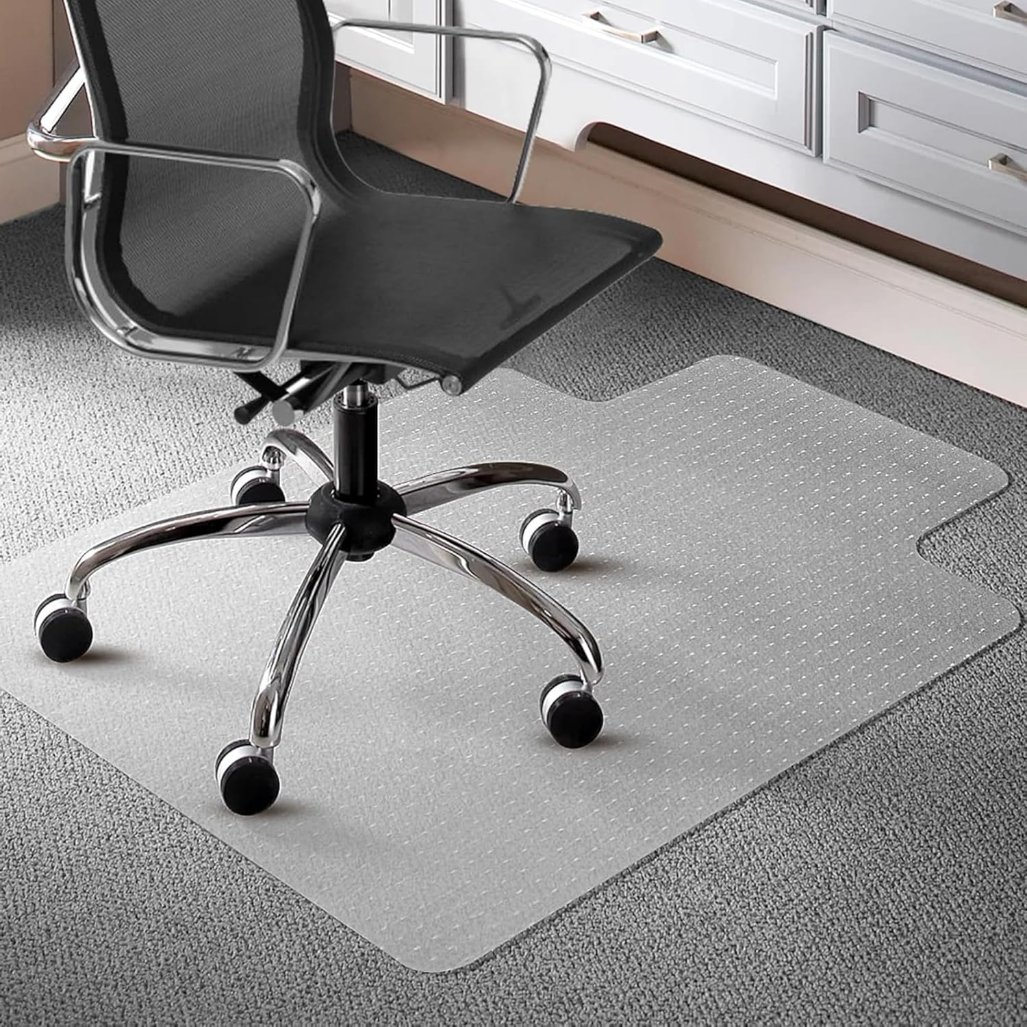 Anyuainiya Office Chair Mat for Carpet, 120X90Cm Clear Floor Mats with Lip, Computer Desk Chair Mat for Low Carpeted Floors, Easy Glide for Office or Home with Extended Lip image number 6