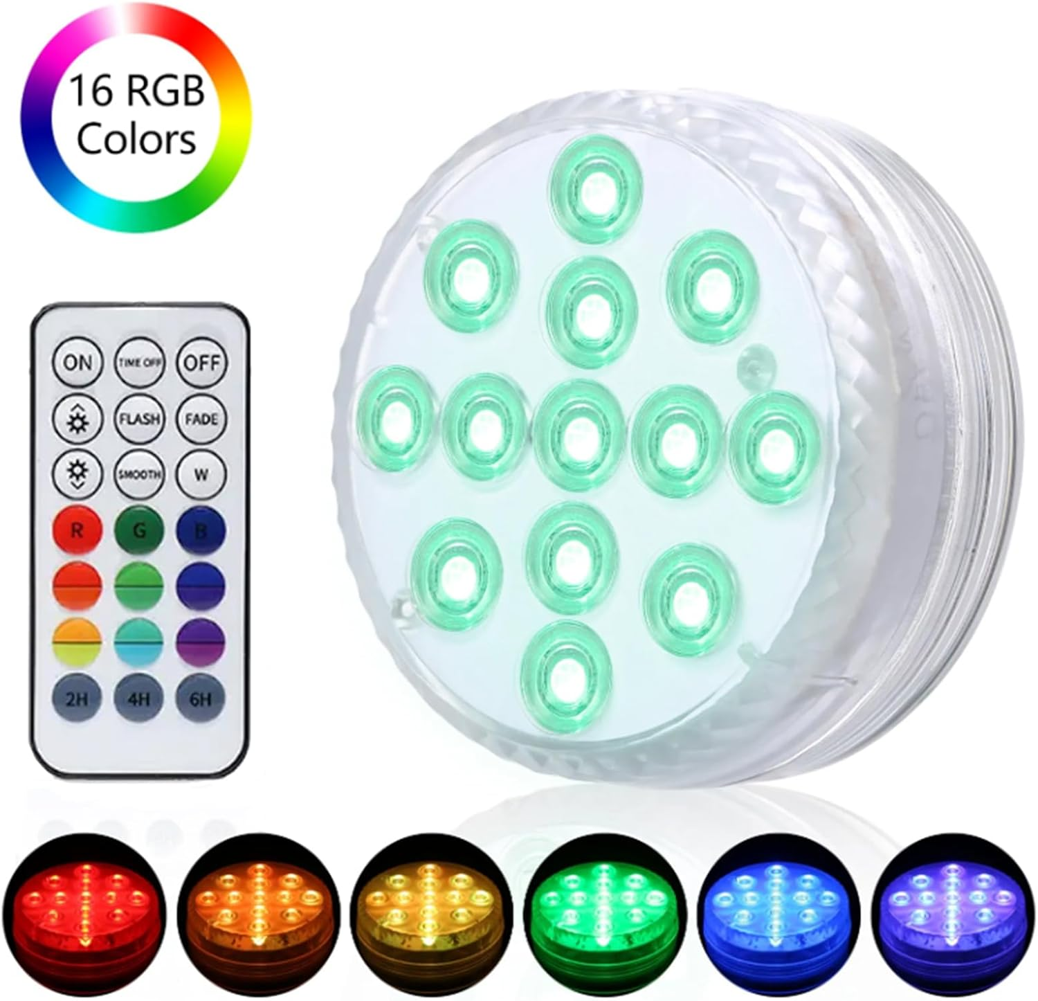 2Pcs Magnetic Suction Cup Diving Lamp,Submersible LED Lights,16 Colors Hot Tub Lights，Waterproof Pond Lights,For Aquarium, Bathtub, Pool or Spa image number 4