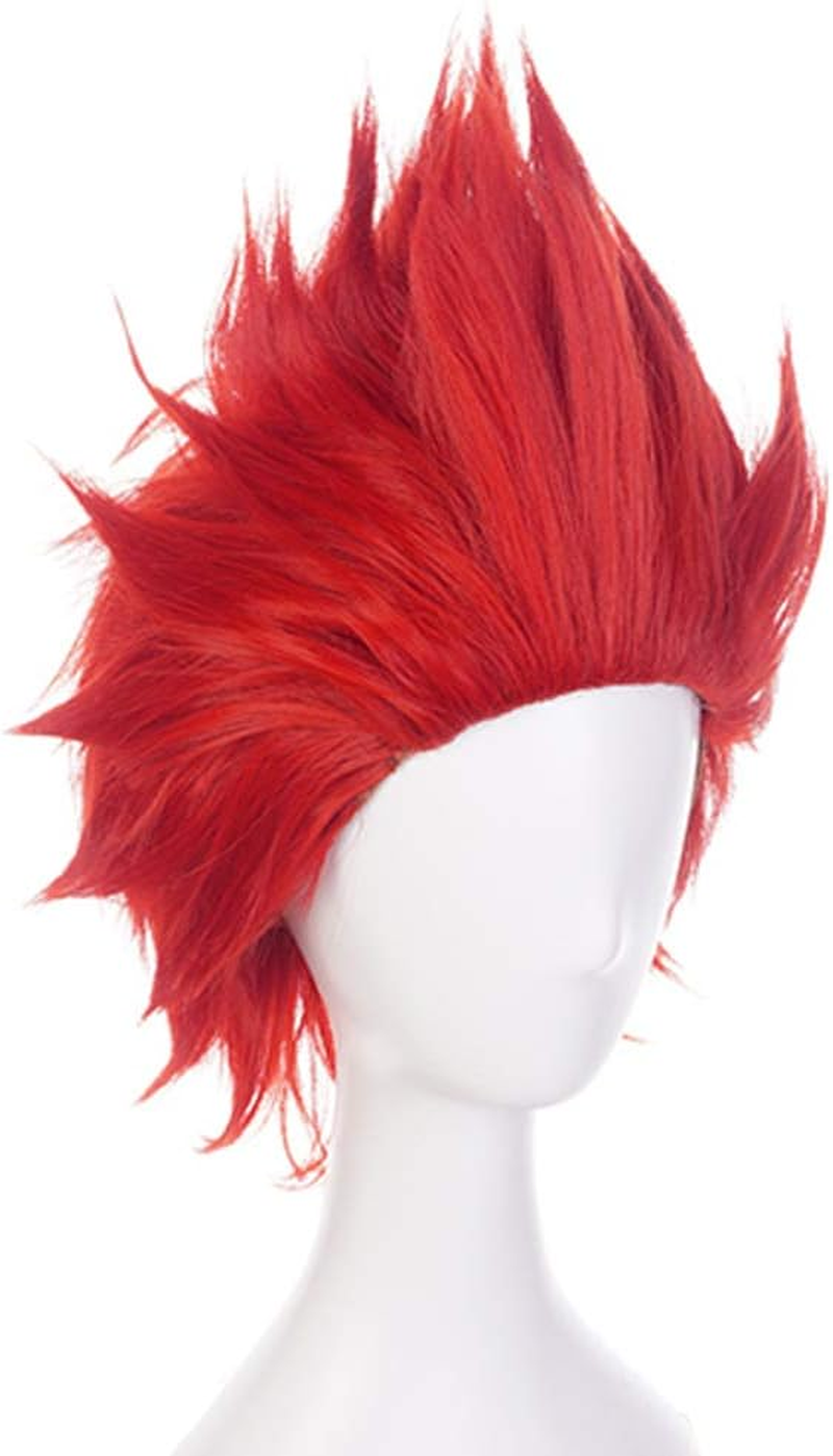 Anogol Wig Cap - Short Red Anime Cosplay Wig - Angry Synthetic Red Hair Wig - Angry Outfit - Spiky Wig - Crazy Wig for Men - Halloween & Christmas Party Costume image number 2