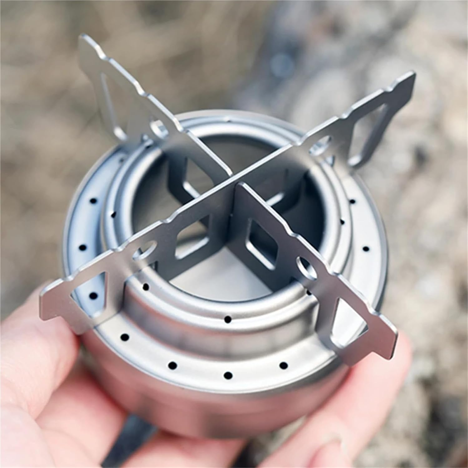 Portable Mini Tc4 Alcohol Stove W/Lid Cross Stove Stand Rack Outdoor Camping Hiking Backpacking Cook Alcohol Stove(Stove Lid Rack 2) image number 3