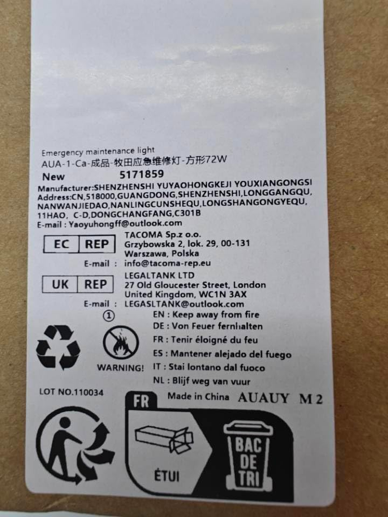 AUAUY Rechargeable Led Light for Makita Battery 18V, 72W Work Light, 5400LM, Wireless Projector with Two USB Charging Ports, for Garage, Building, Repair, Emergency (No Battery) image number 1