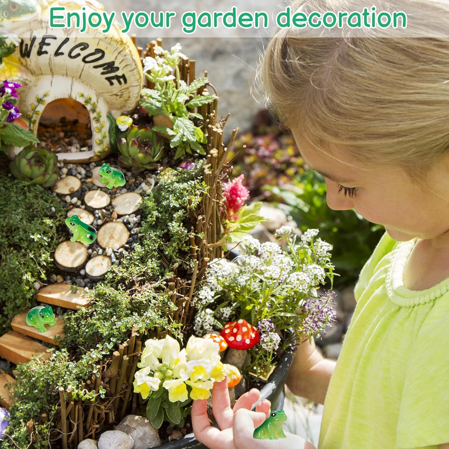 GGSTDDUP 100 Pcs Mini Resin Frogs, Cute Green Frog Tiny Frogs Mini Frogs Figurines Miniature Frogs Animals Figurines Ornament for DIY Crafts Landscape Aquarium Dollhouse Fairy Garden Decor Potted image number 2