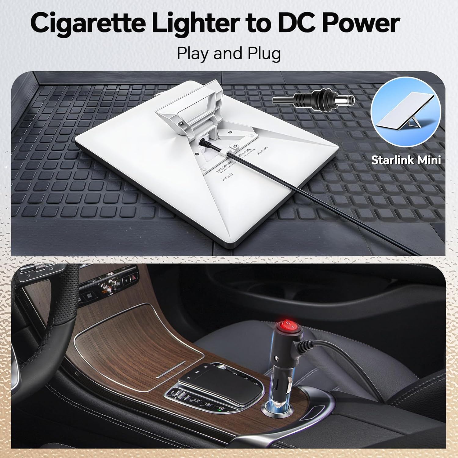 For Starlink Mini Power Cable to Cigarette Lighter Plug with Switch, Starlink Mini Car Adapter Waterproof 18AWG/15A Fuse DC Cable for Car RV Boat Truck Camper (3M) image number 3