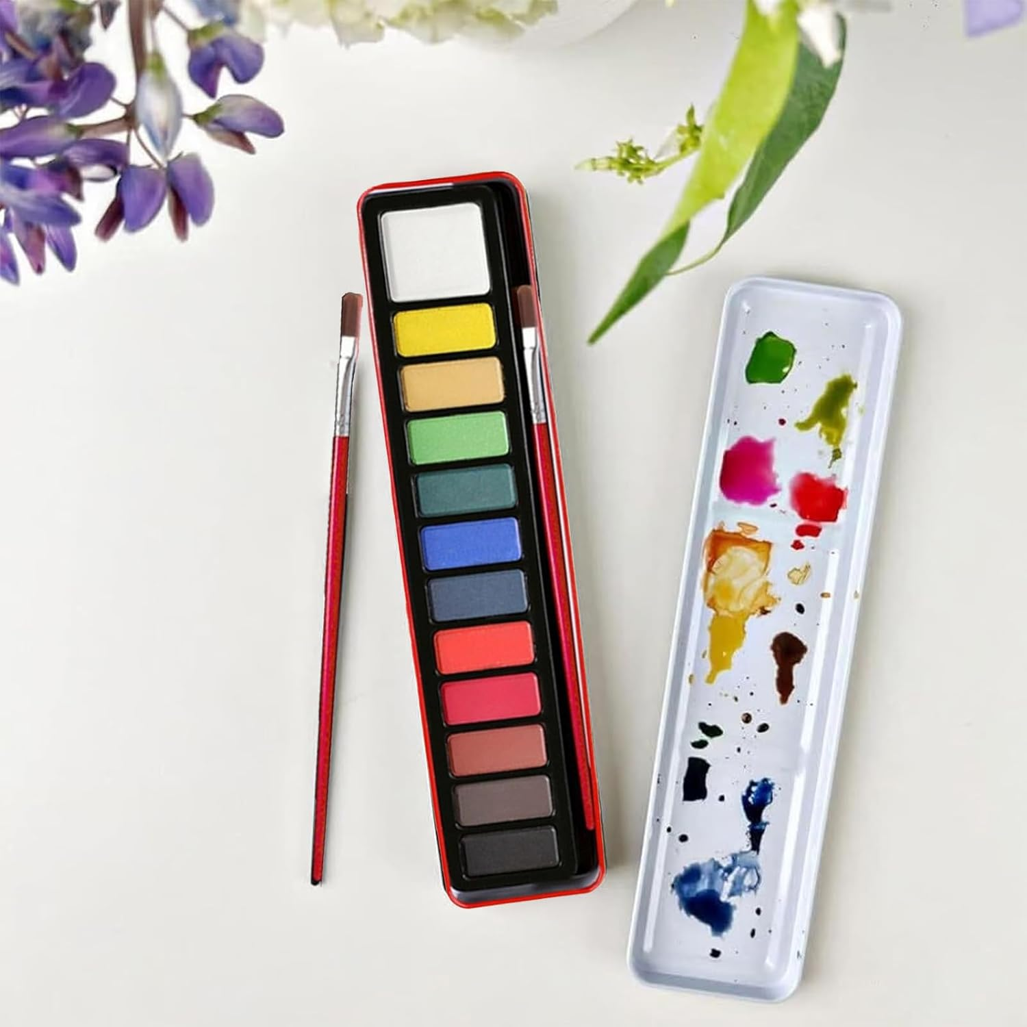 Water Colour Workbook for Adults&Beginners with 12-Color Paint Set and Brush - Premium Water Colour Painting Paper, Art Supplies Kit, Ideal Gift（Bouquets） - Seaside image number 4