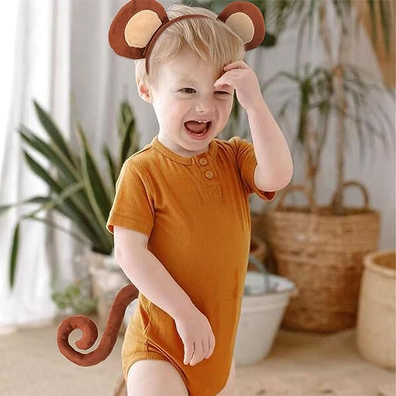 Jevenis Monkey Costume Kids Monkey Ears Monkey Headband Tail Monkey Costume Accessories Halloween Dress up Costume image number 4