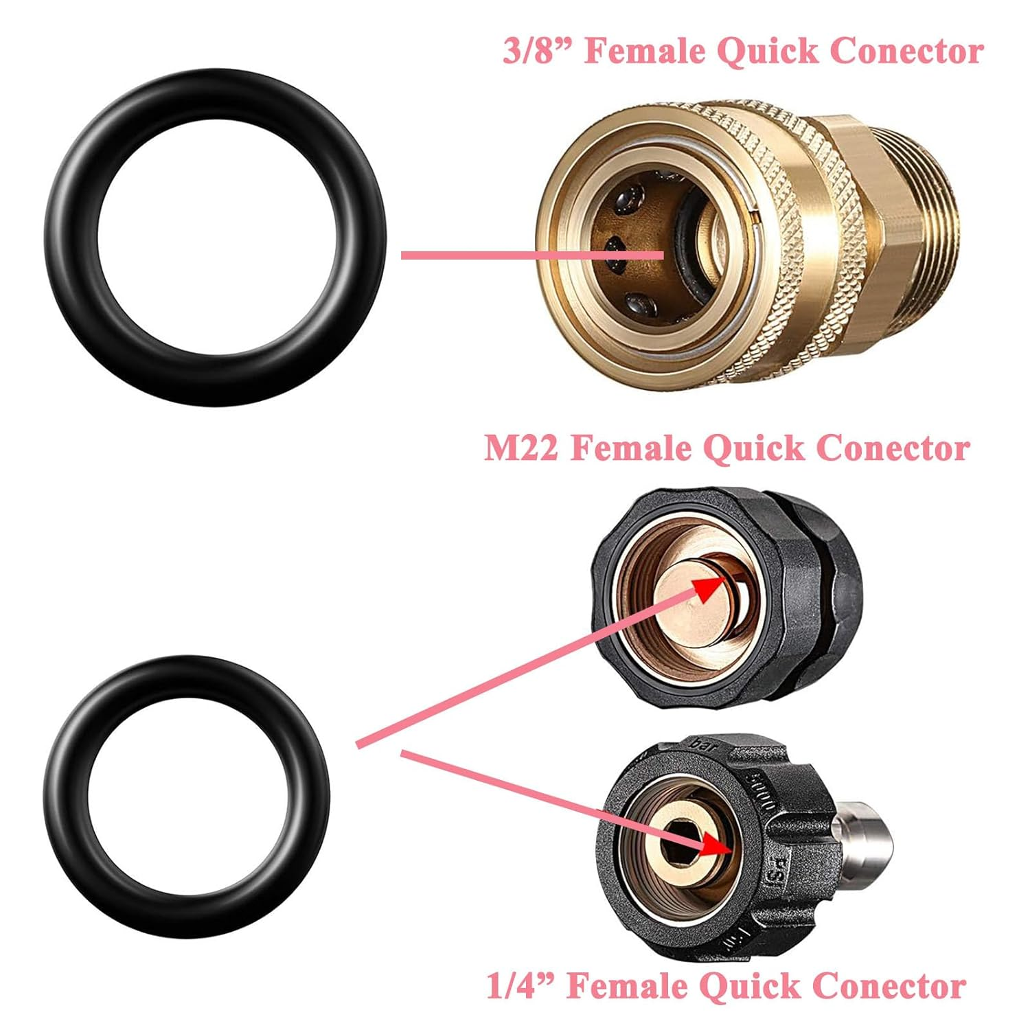 Power Pressure Washer O-Rings for 1/4 Inch, 3/8 Inch, Upgraded M22 Quick Connect Coupler, 40 Pack image number 4
